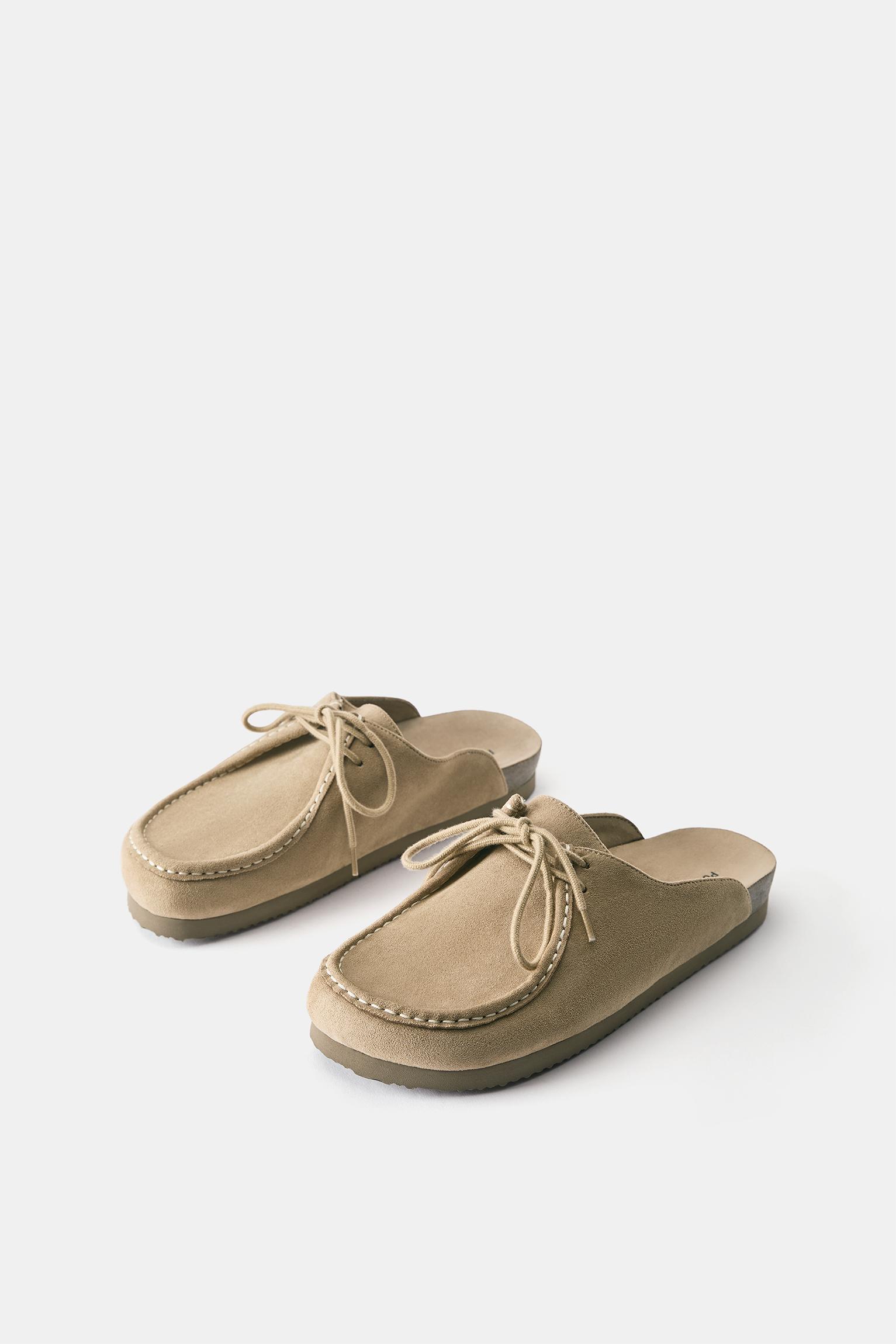 Lace-up clogs — Ecru