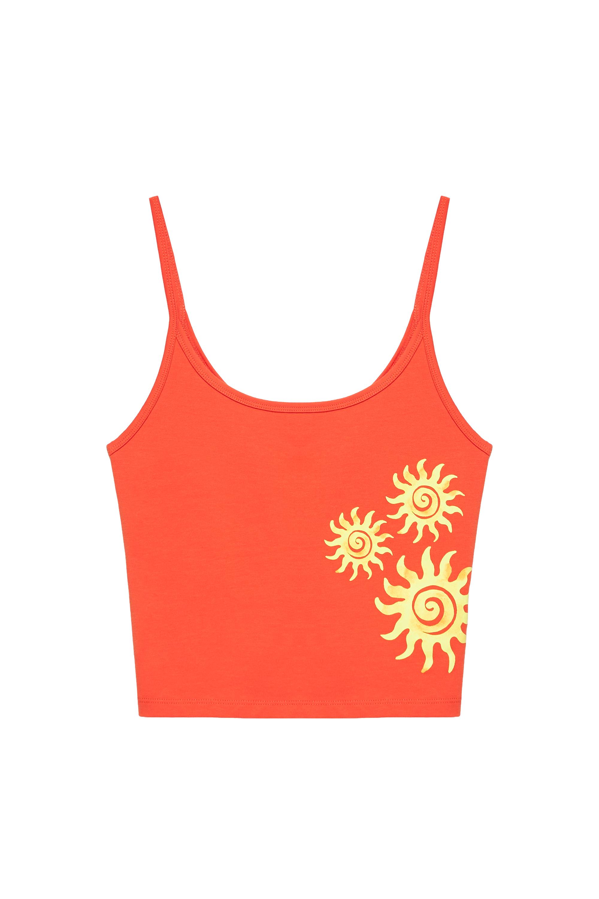 Orange sun graphic top