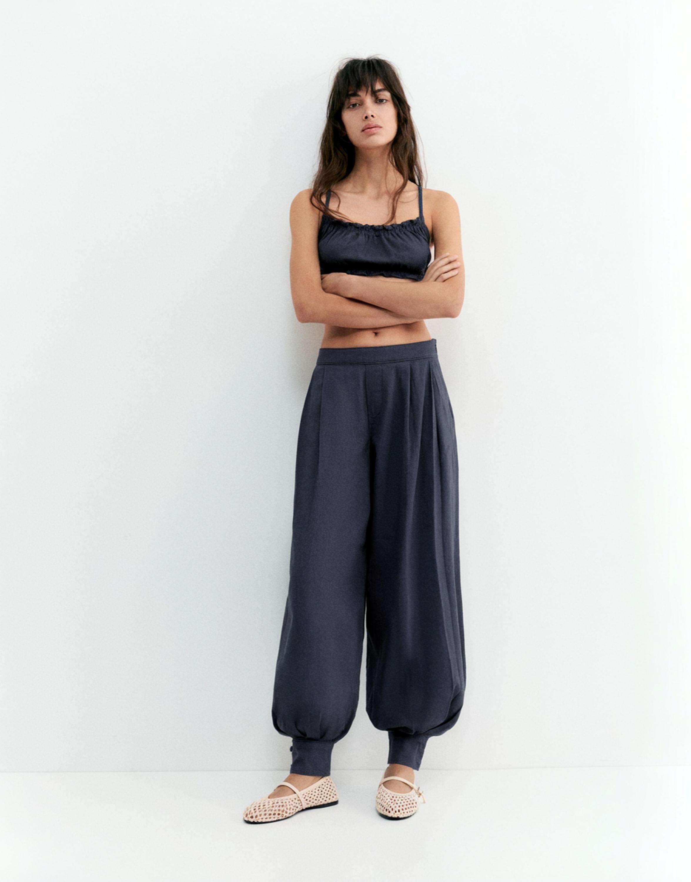 Rustic sarouel trousers — Grey blue