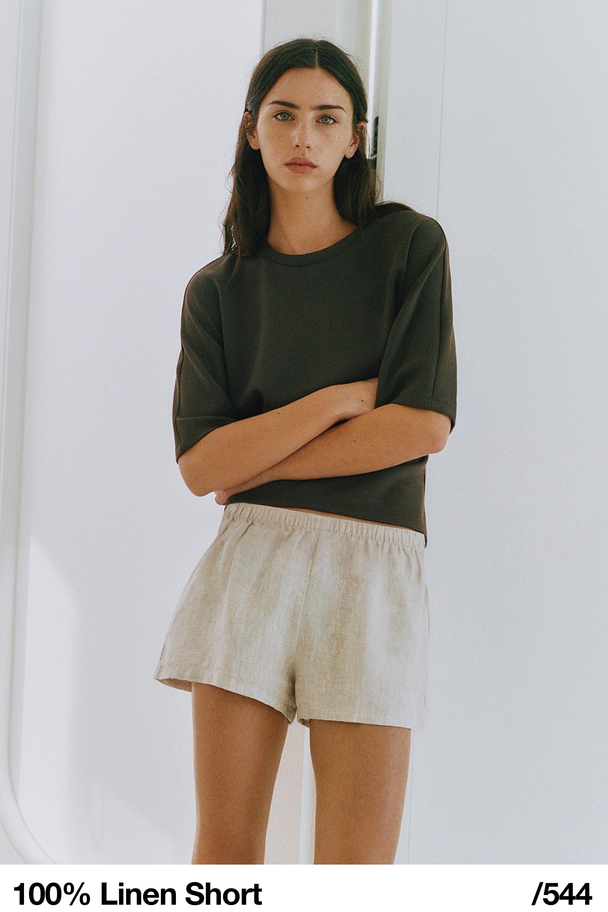 100% Linen Shorts — Beige