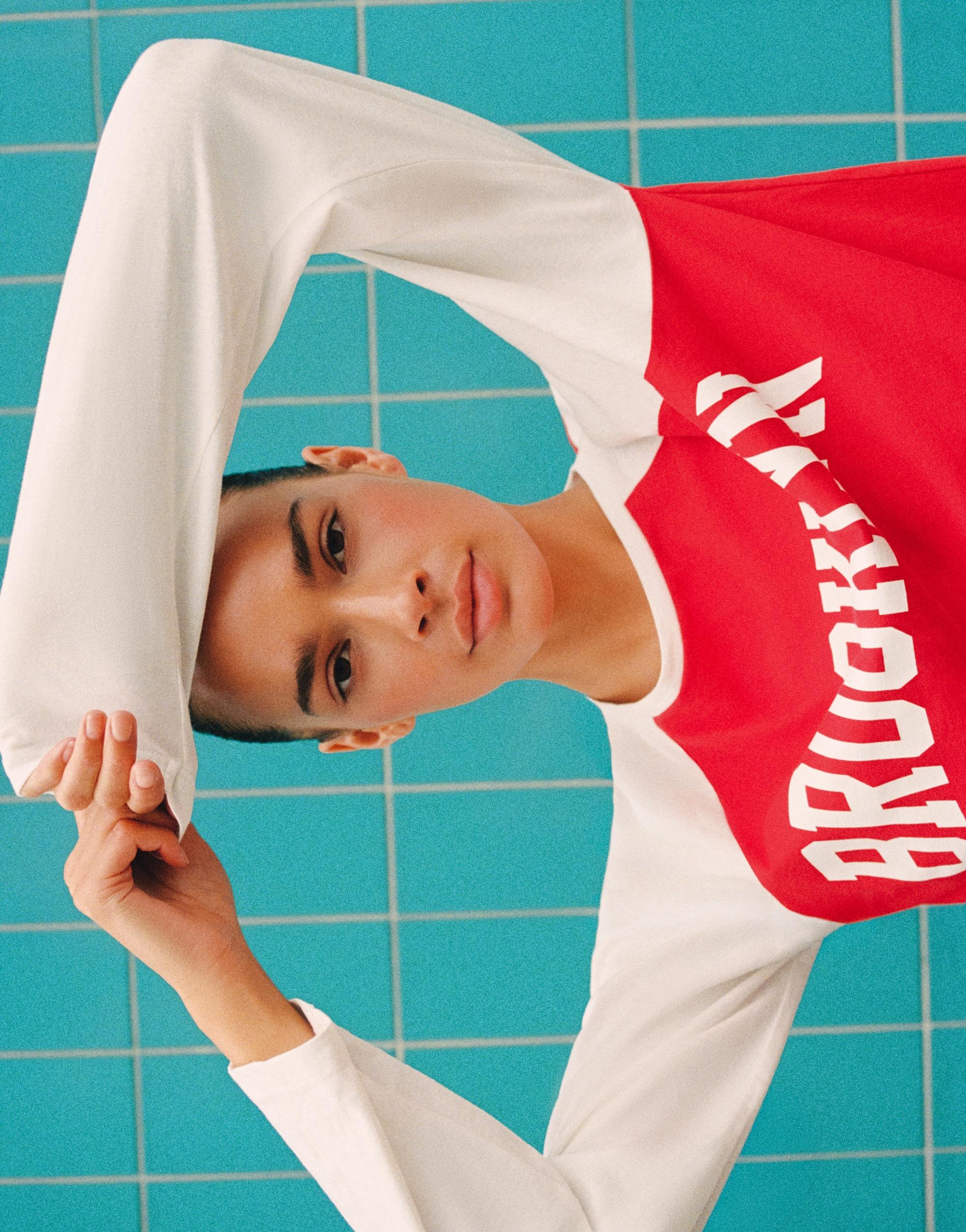 Brooklyn raglan sleeve T-shirt — White/Red