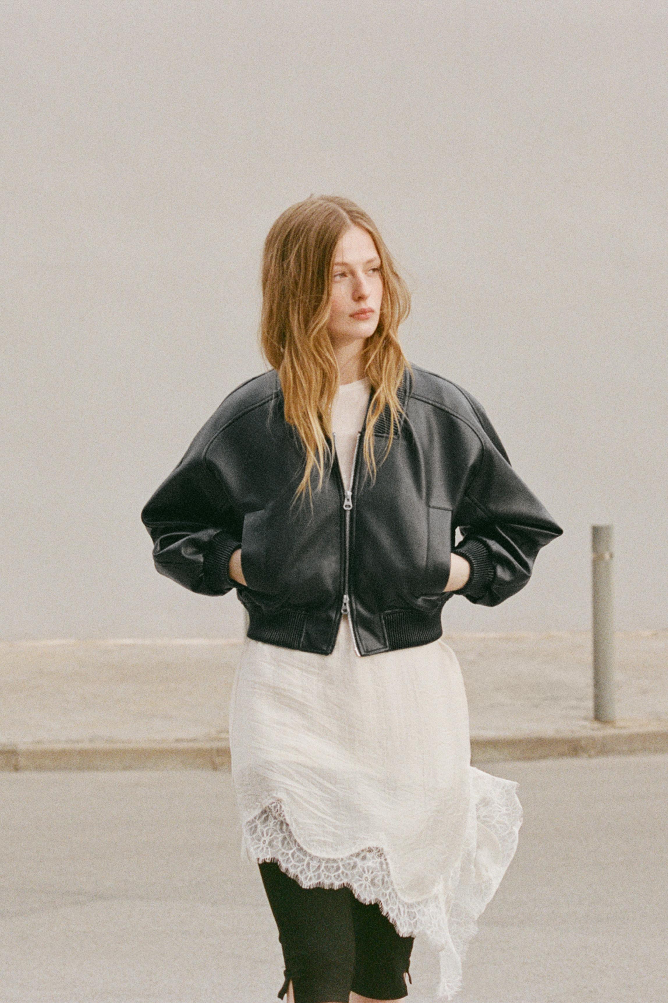 Faux leather bomber jacket — Black