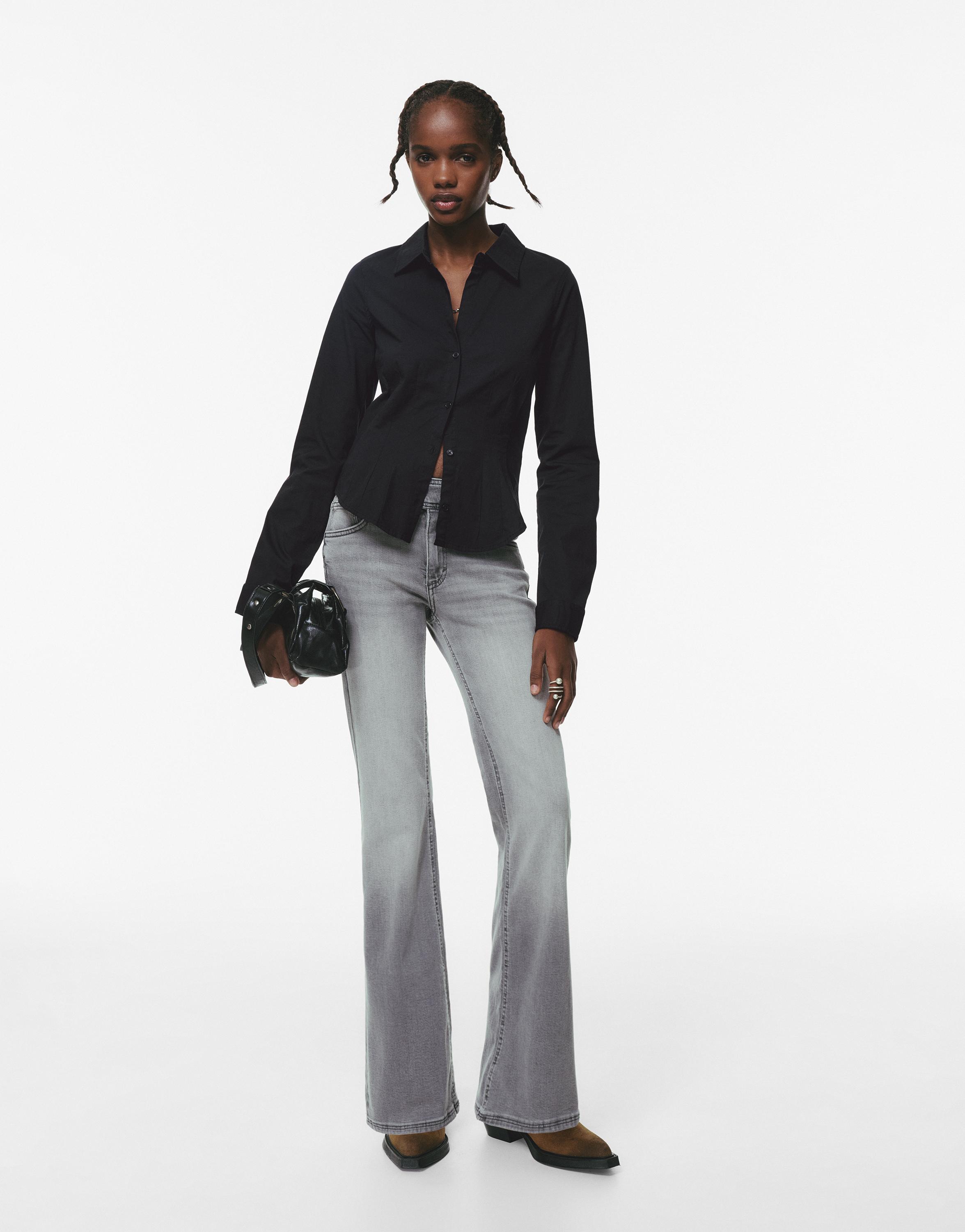 Poplin yırtmaçlı dar kesim gömlek - Görsel 29