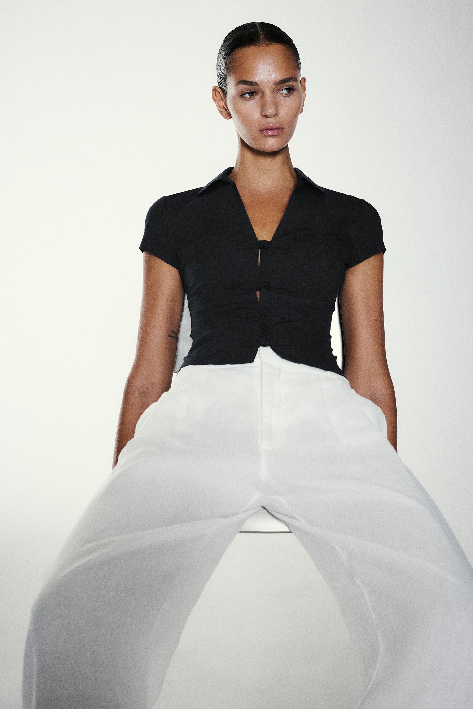 Short sleeve shirt with toggles — Black