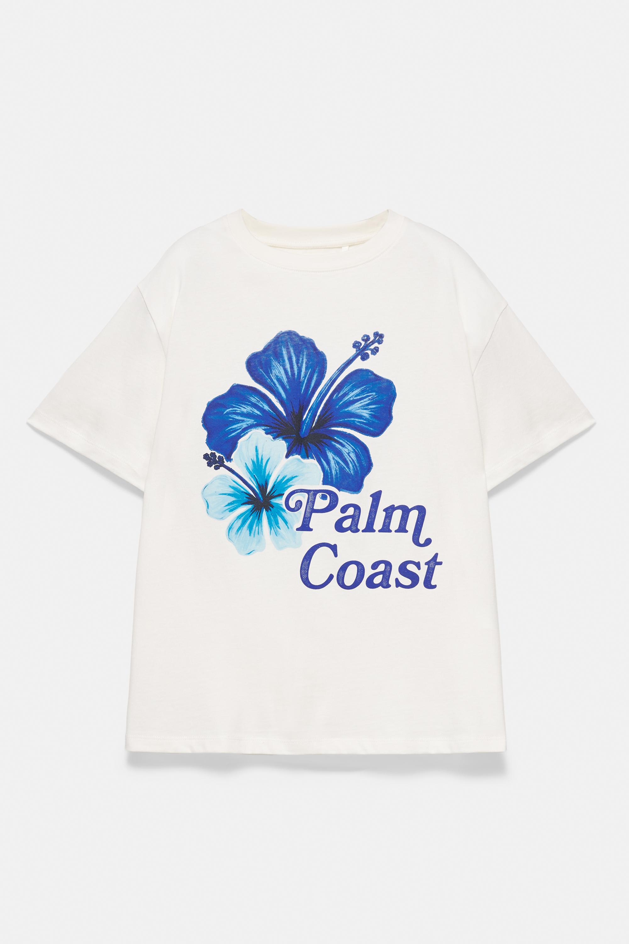 Floral slogan T-shirt — Ice