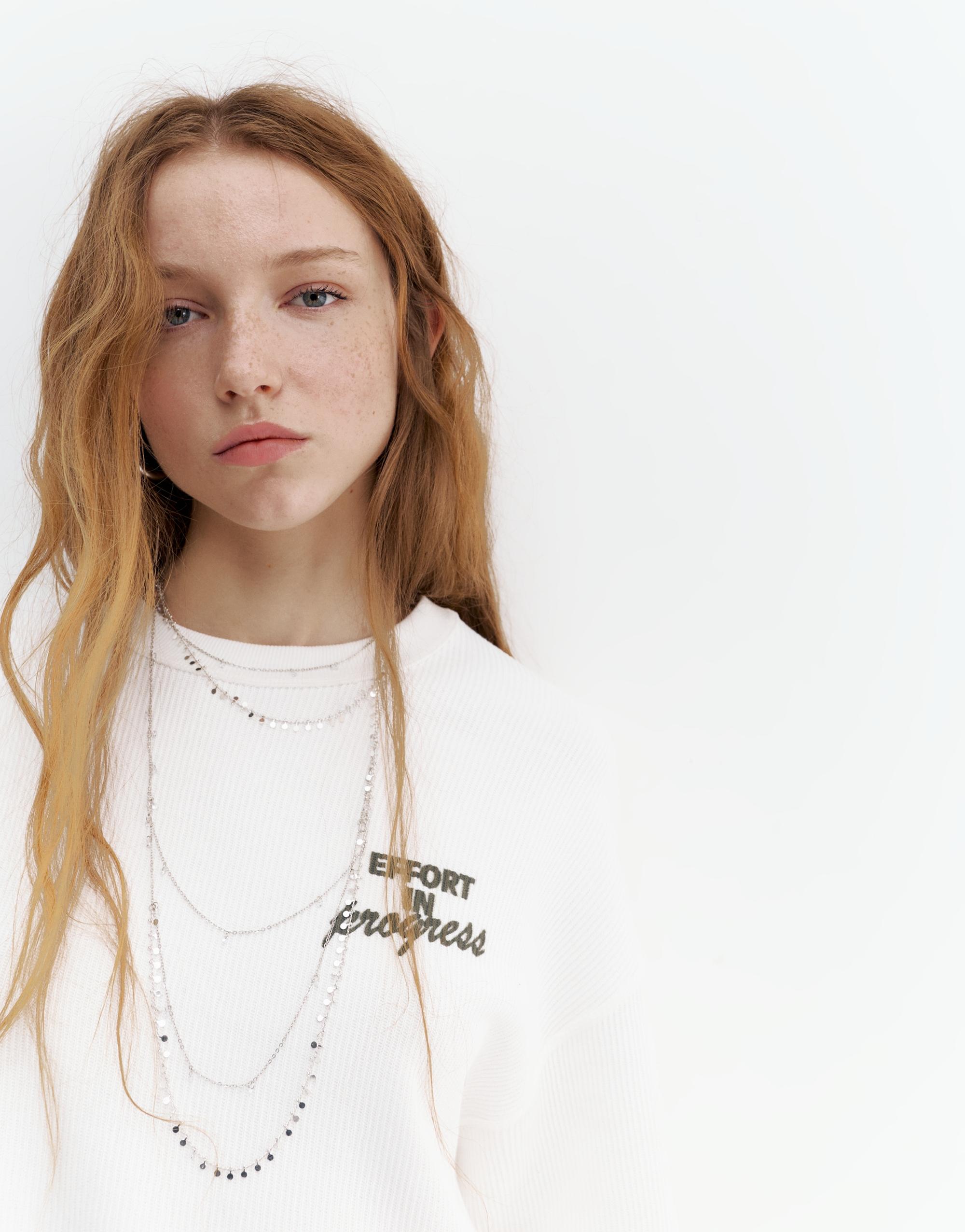 Uzun kollu yazılı tişört - Görsel 11