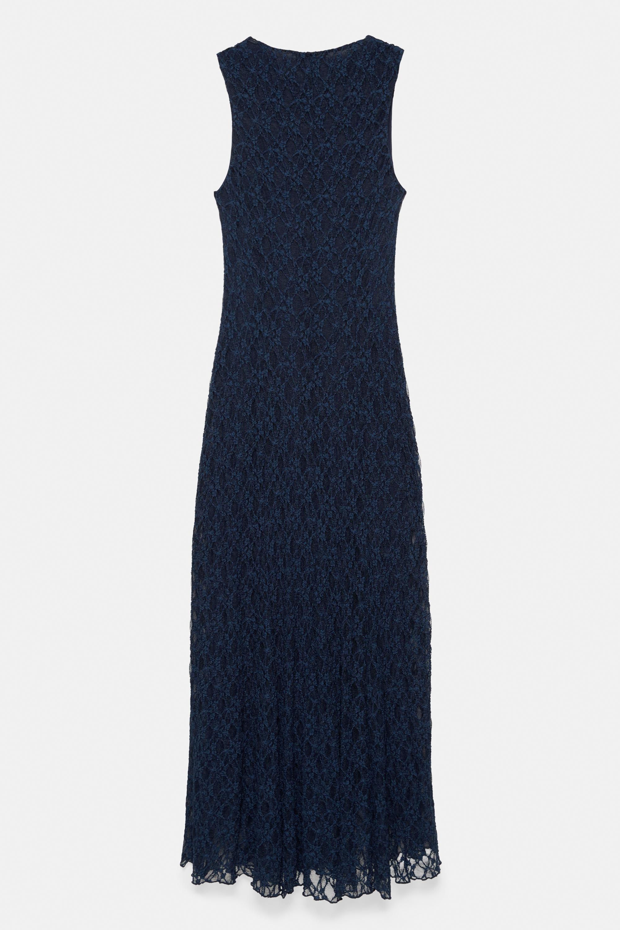 Fitted lace midi dress — Navy