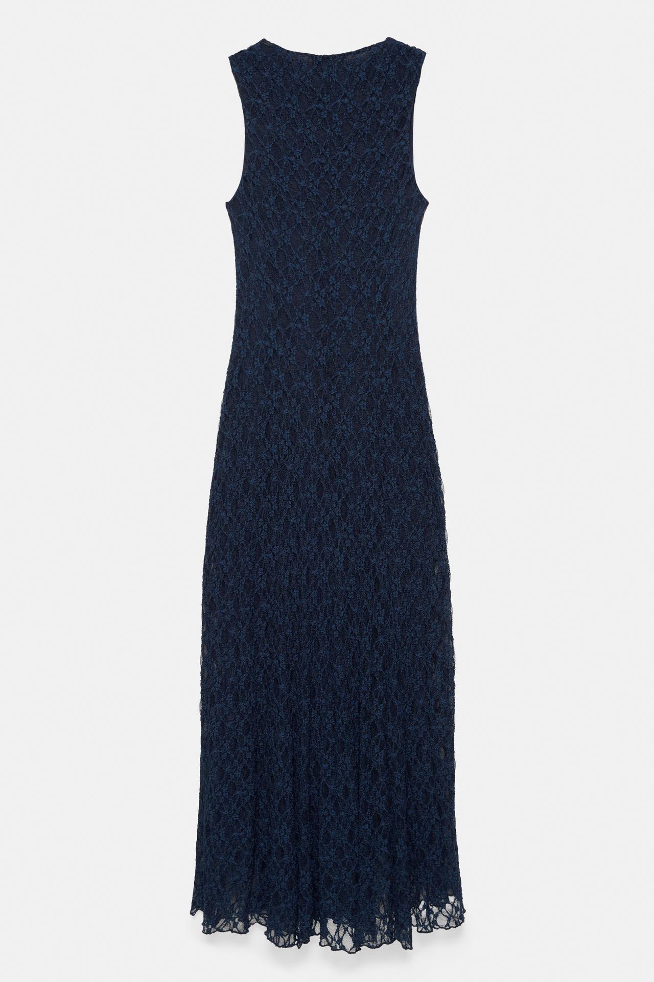 Fitted lace midi dress — Navy