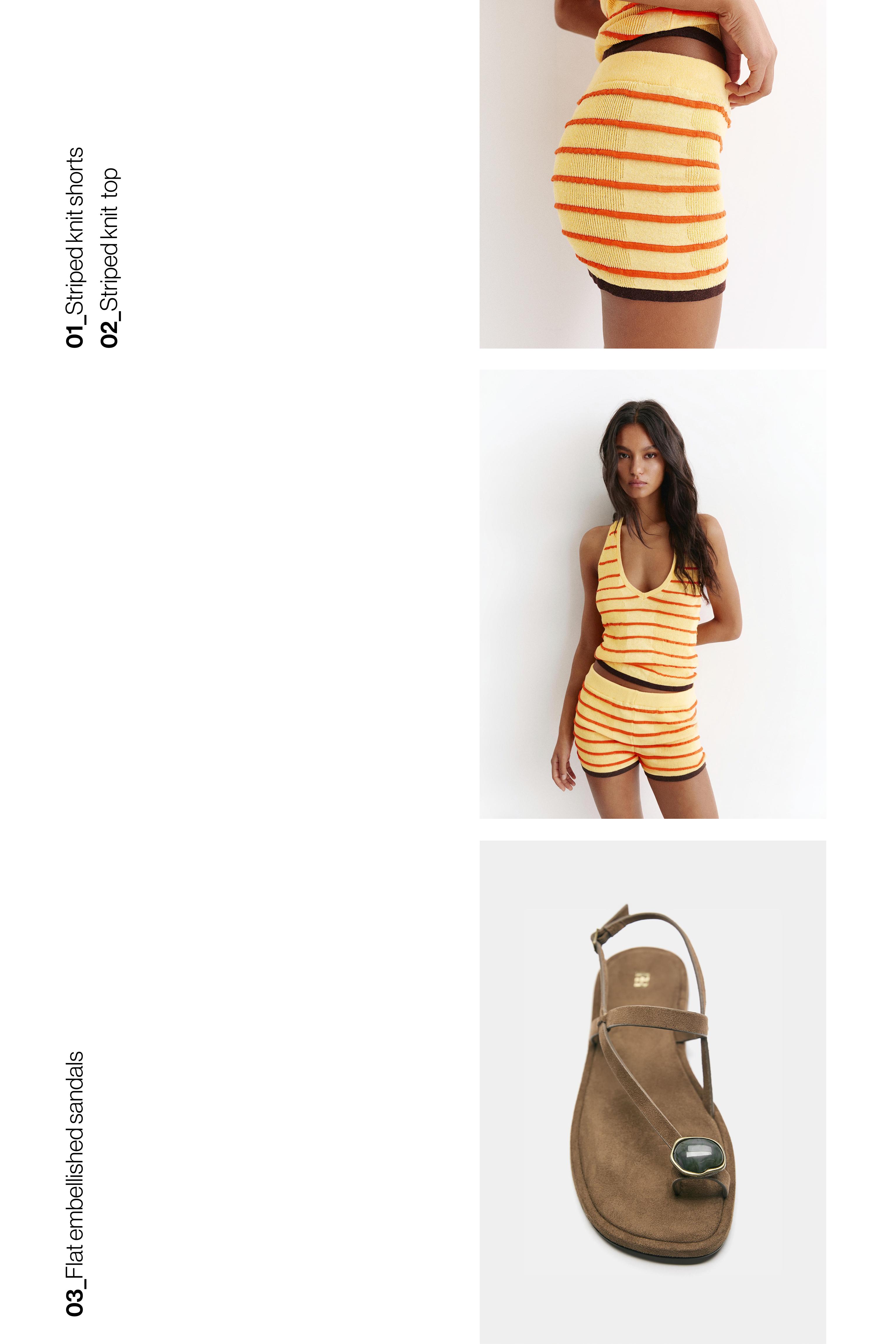 Striped knit halter top — Yellow