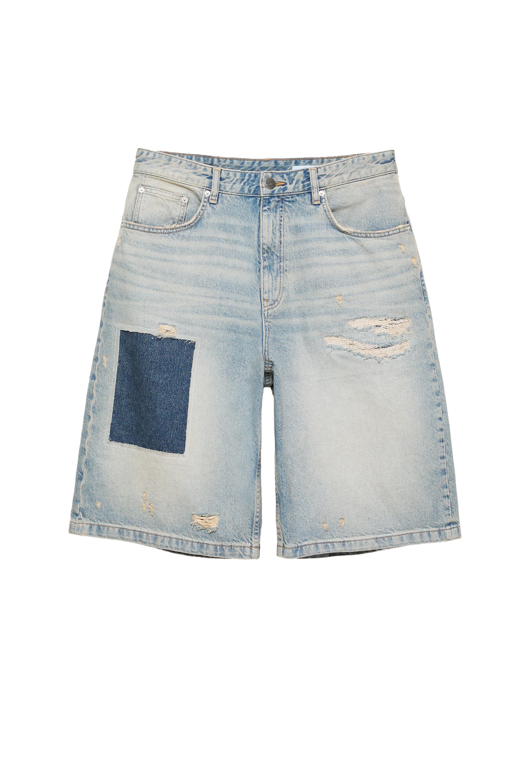 Pleasures x STWD skater denim Bermuda shorts — Medium blue