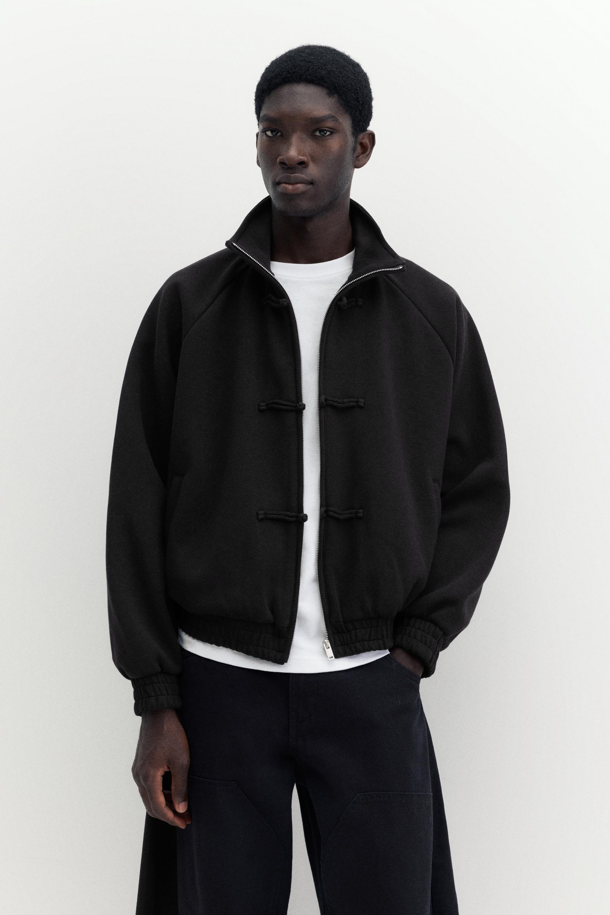 Zip-up sweatshirt with toggles — Black