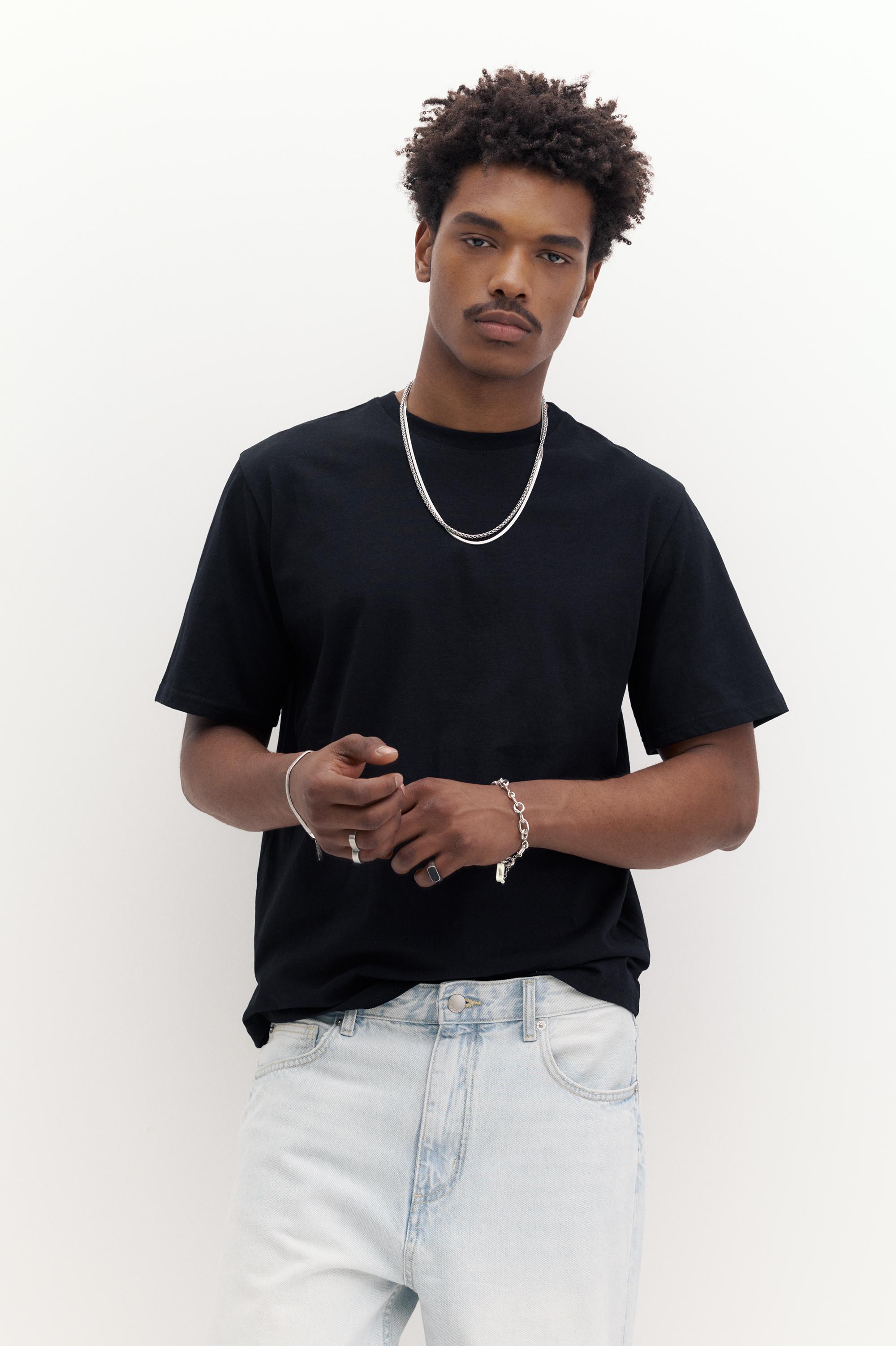 T-Shirt Basic A Maniche Corte In Cotone