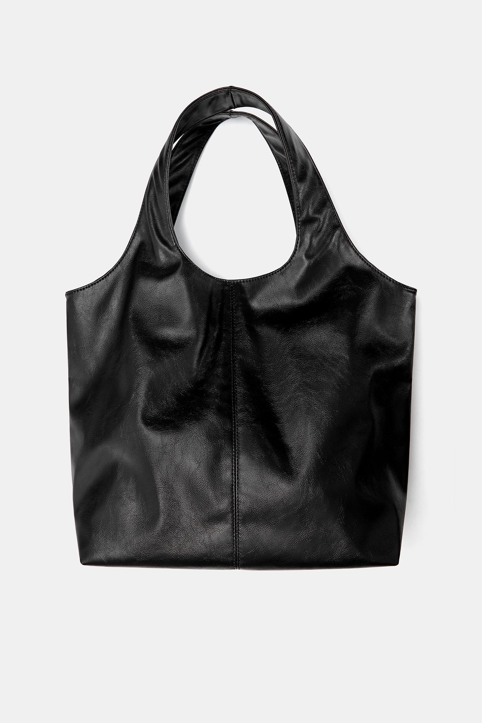 Faux leather shopper bag — Black