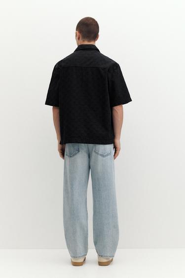 Short sleeve zip check shirt — Black 2