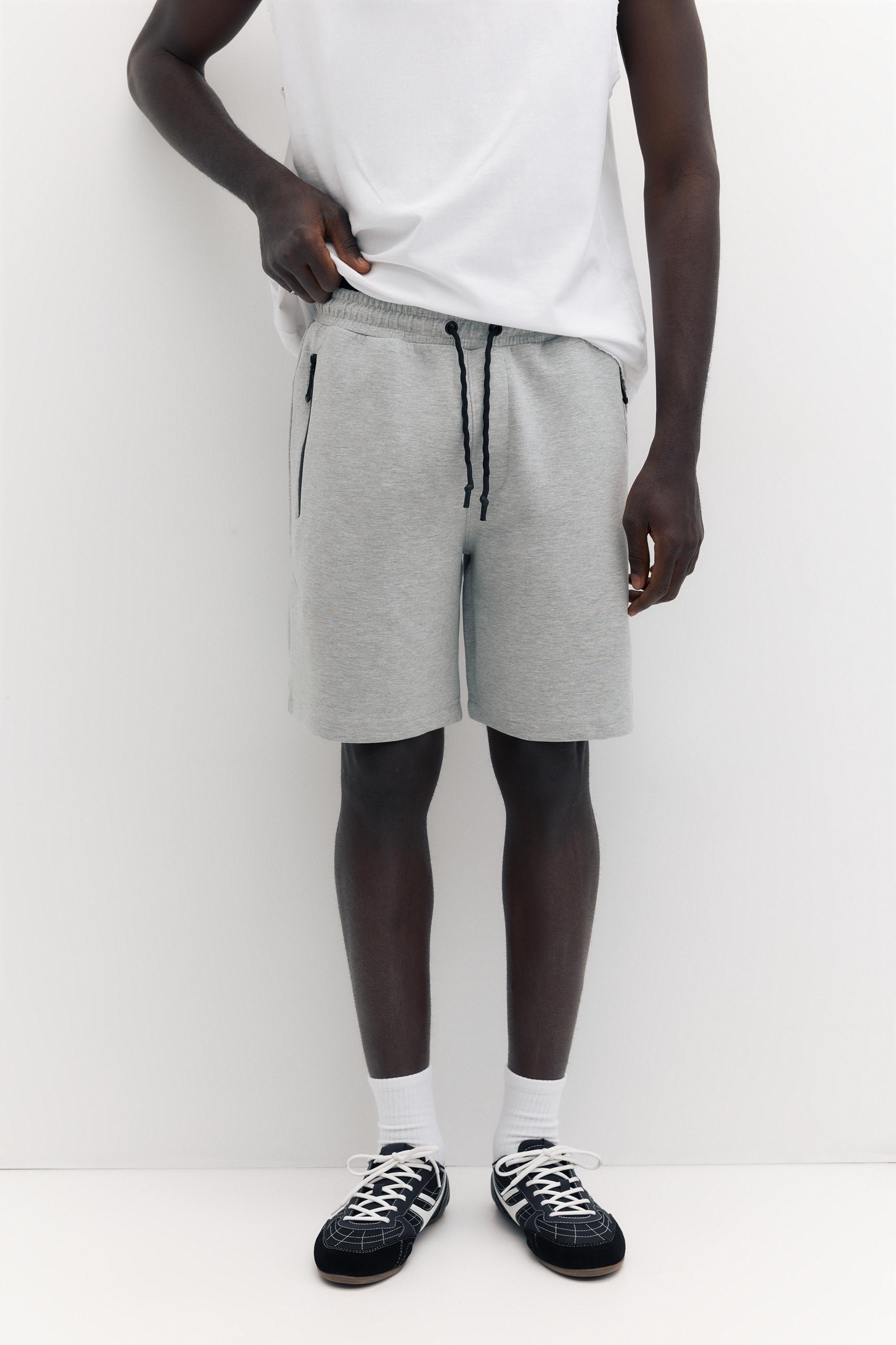 Regular fit jogger Bermuda shorts — Grey marl