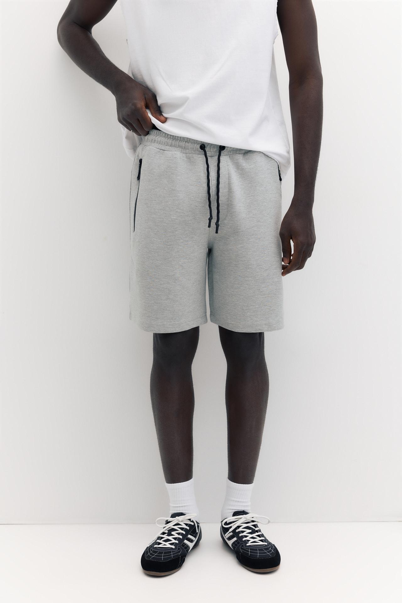 Regular fit jogger Bermuda shorts — Grey marl
