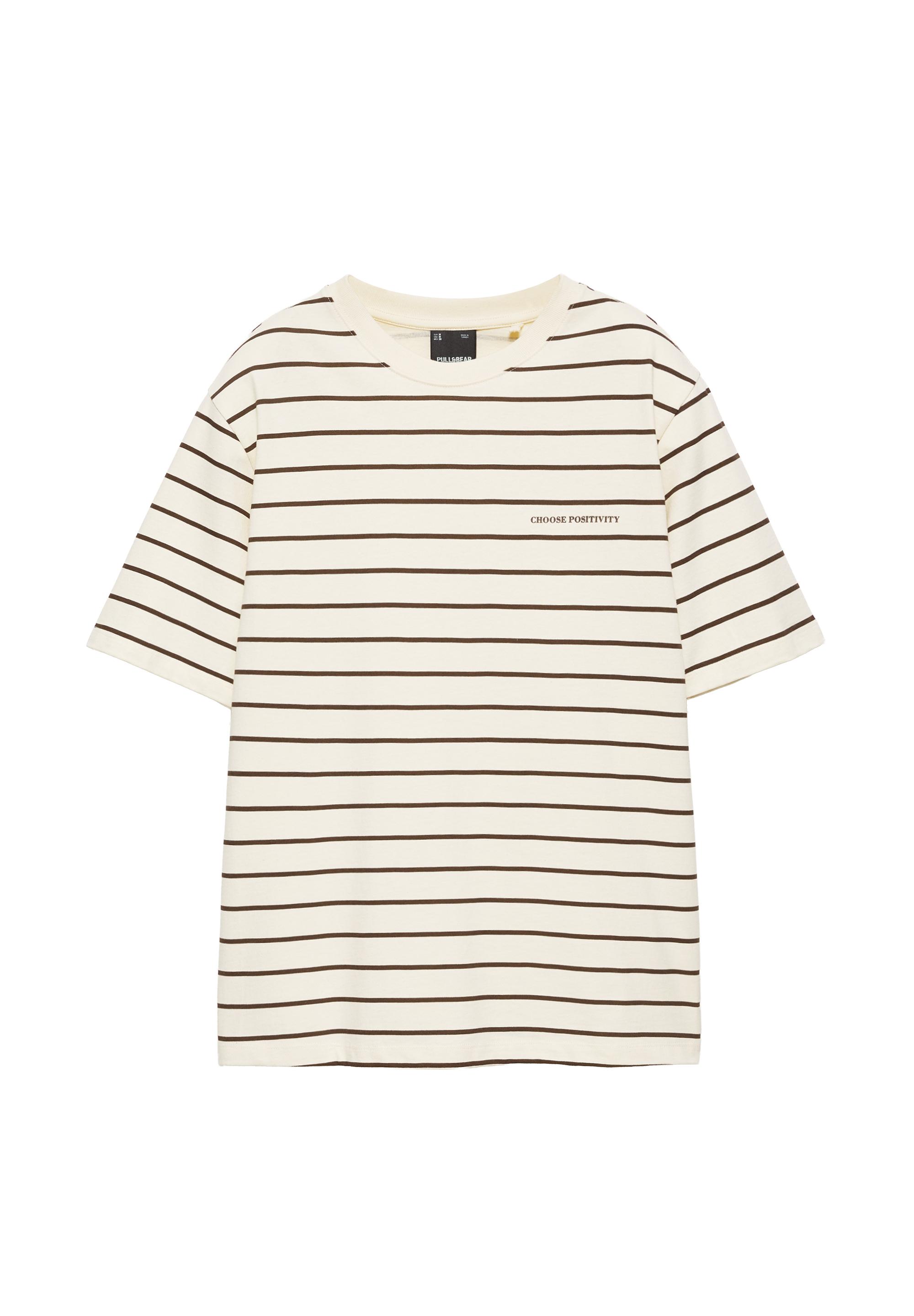 Striped slogan T-shirt — Yellow