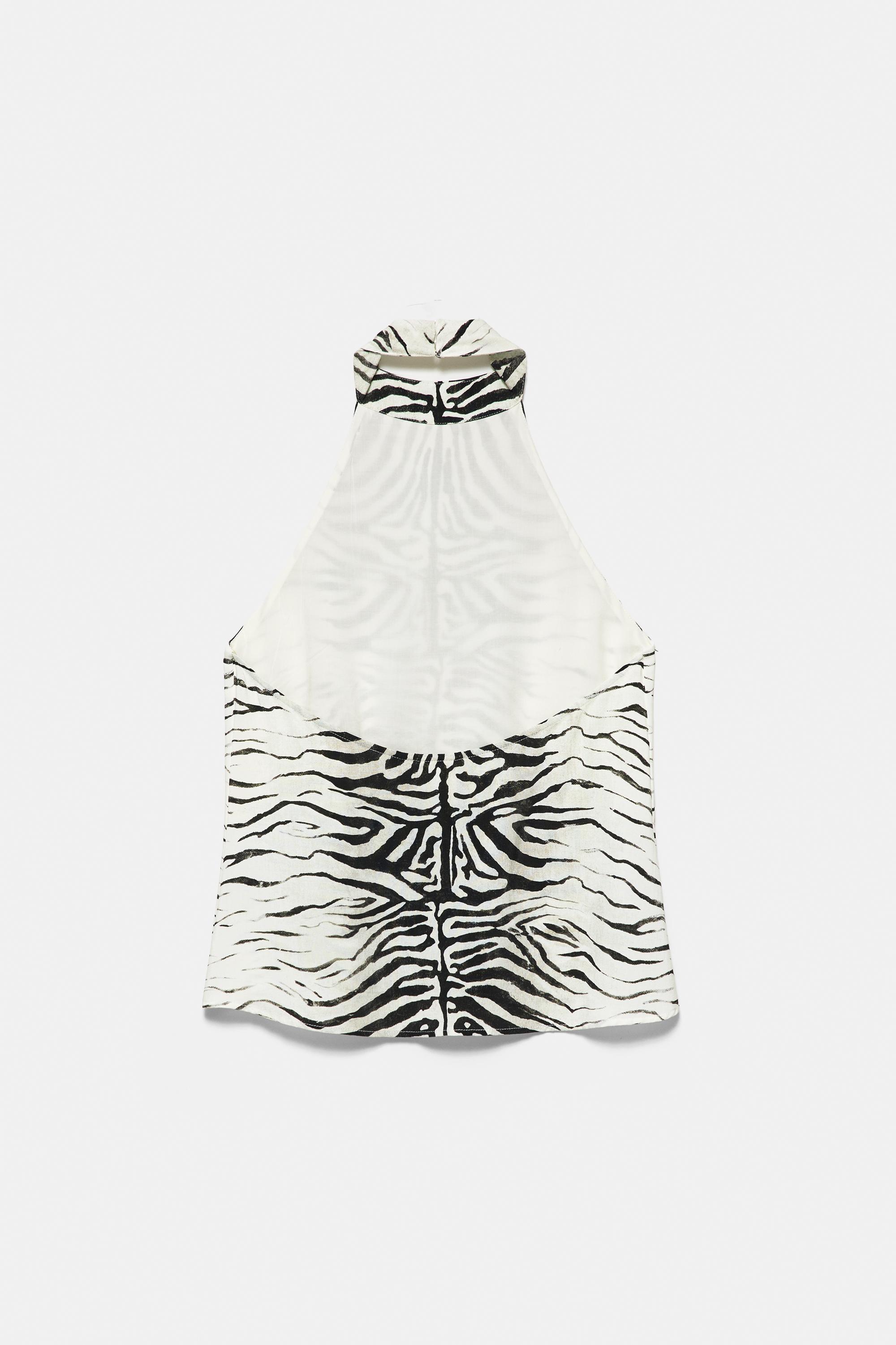 Zebra print halter top — Ice