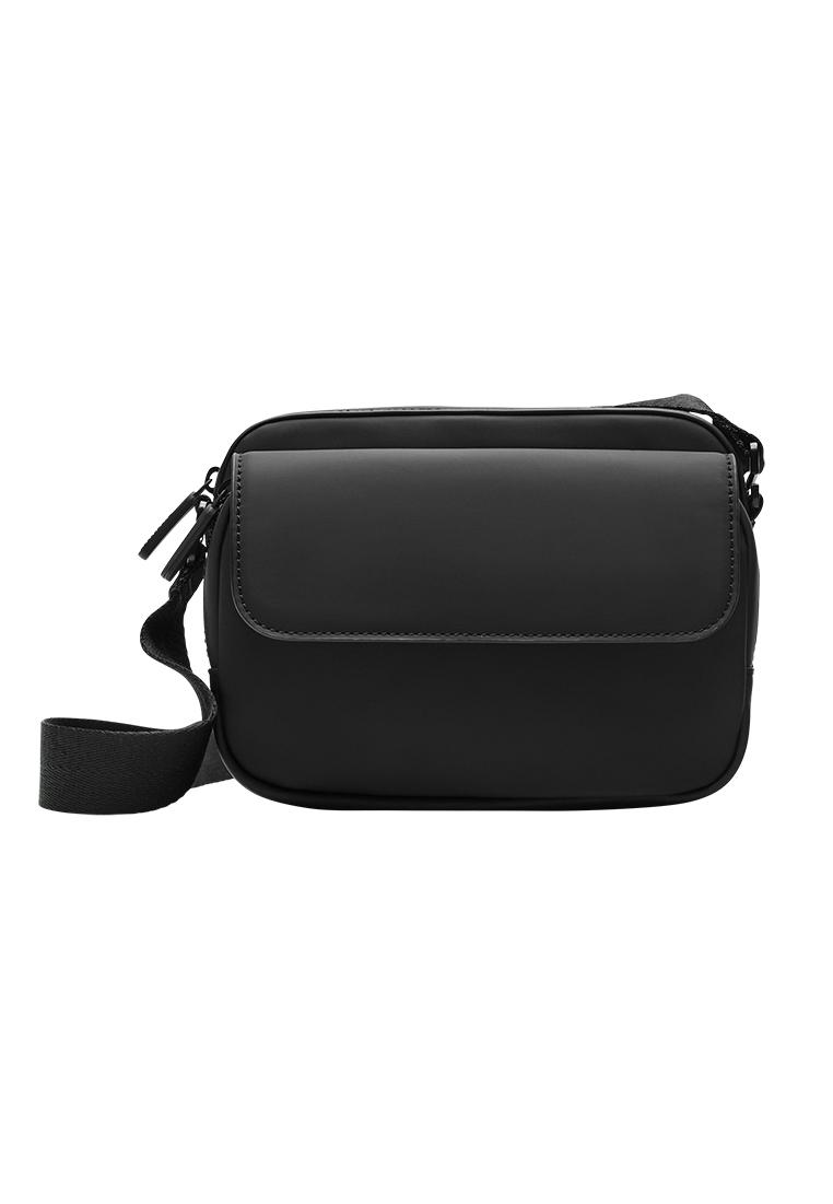 Rubberised crossbody bag — Black