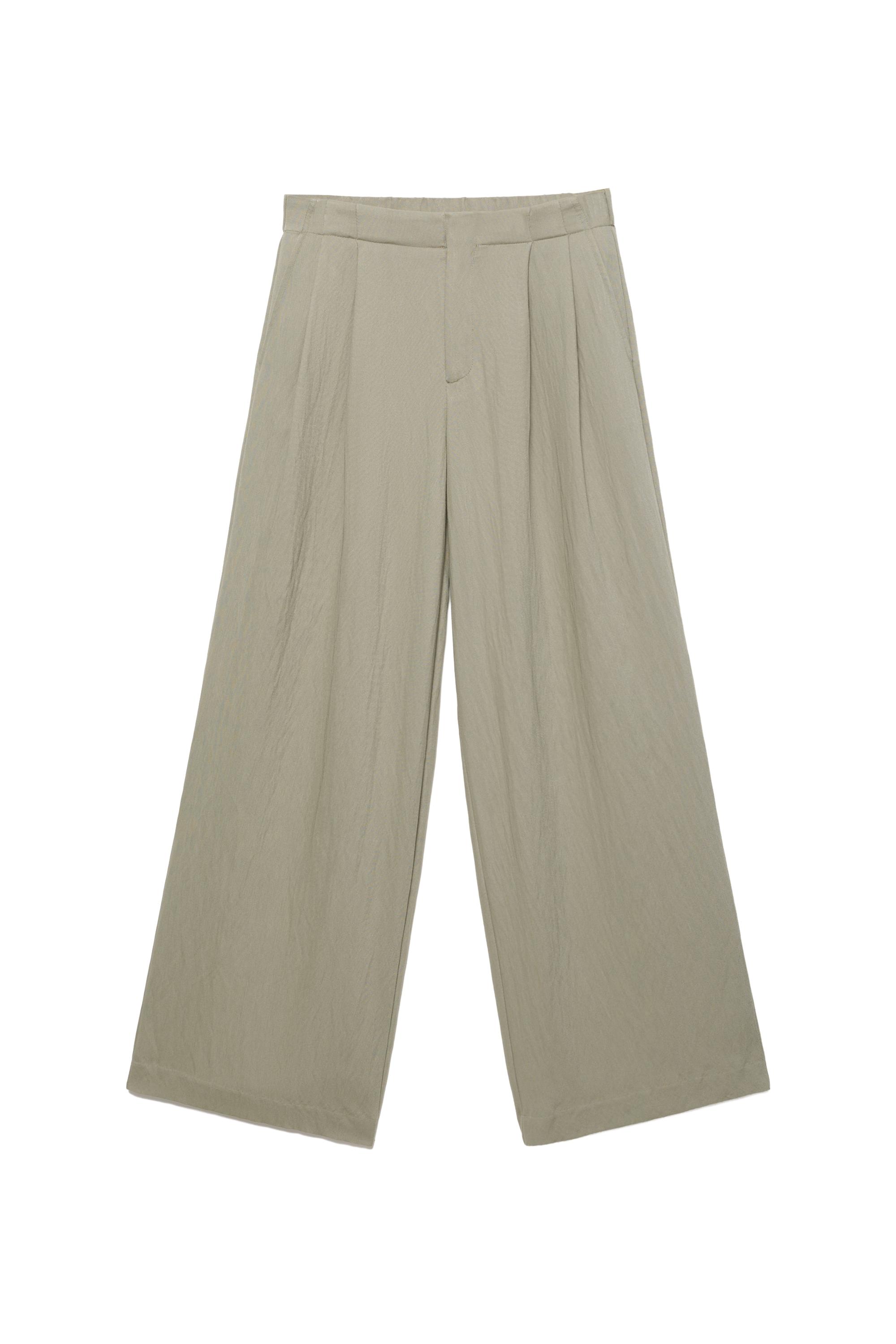 Düğmeli ve fermuarlı, kemer tokalı, önü pensli, elastik belli, tailored fit pantolon. - Görsel 33