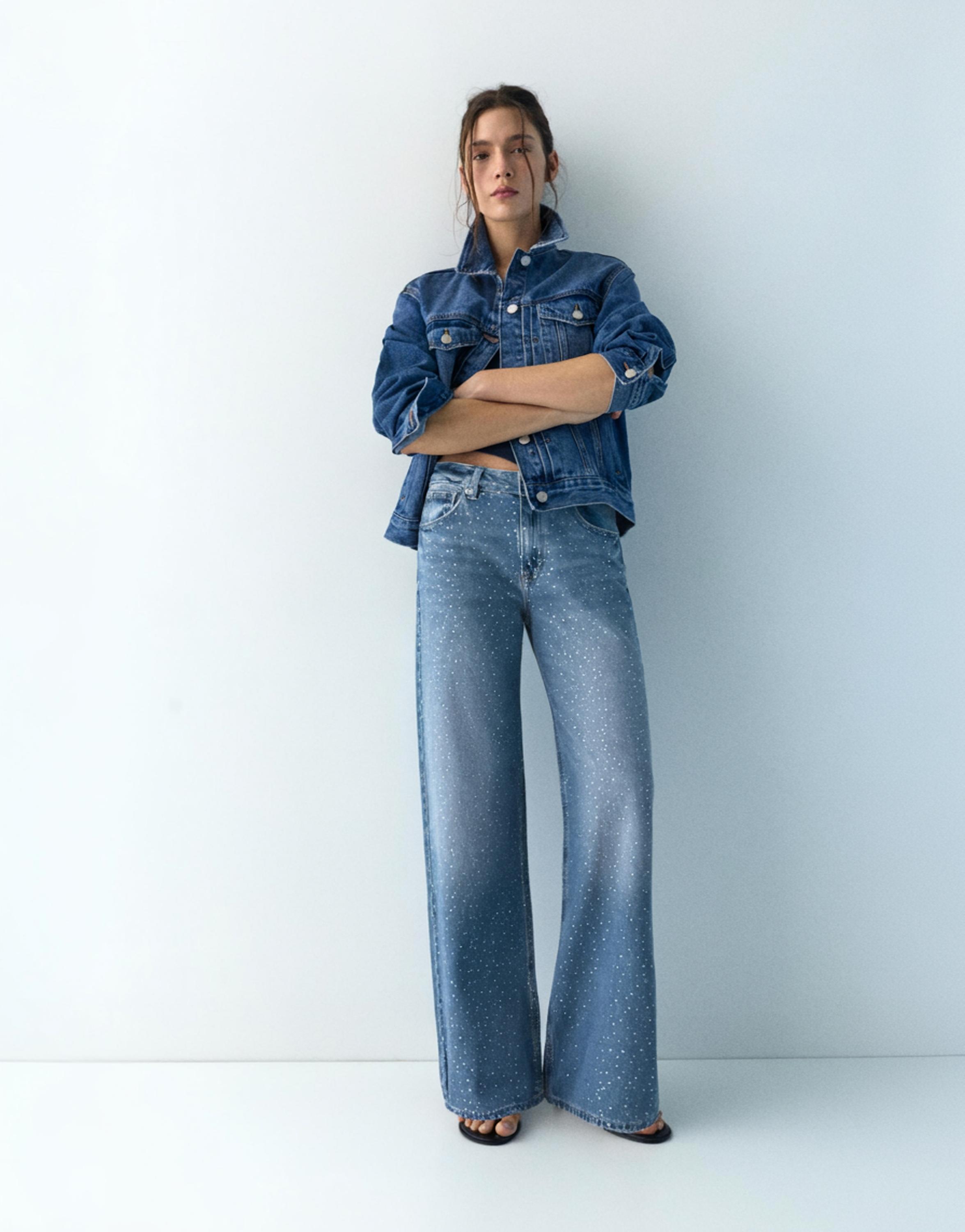 Işıltılı baggy straight fit jean - Görsel 9