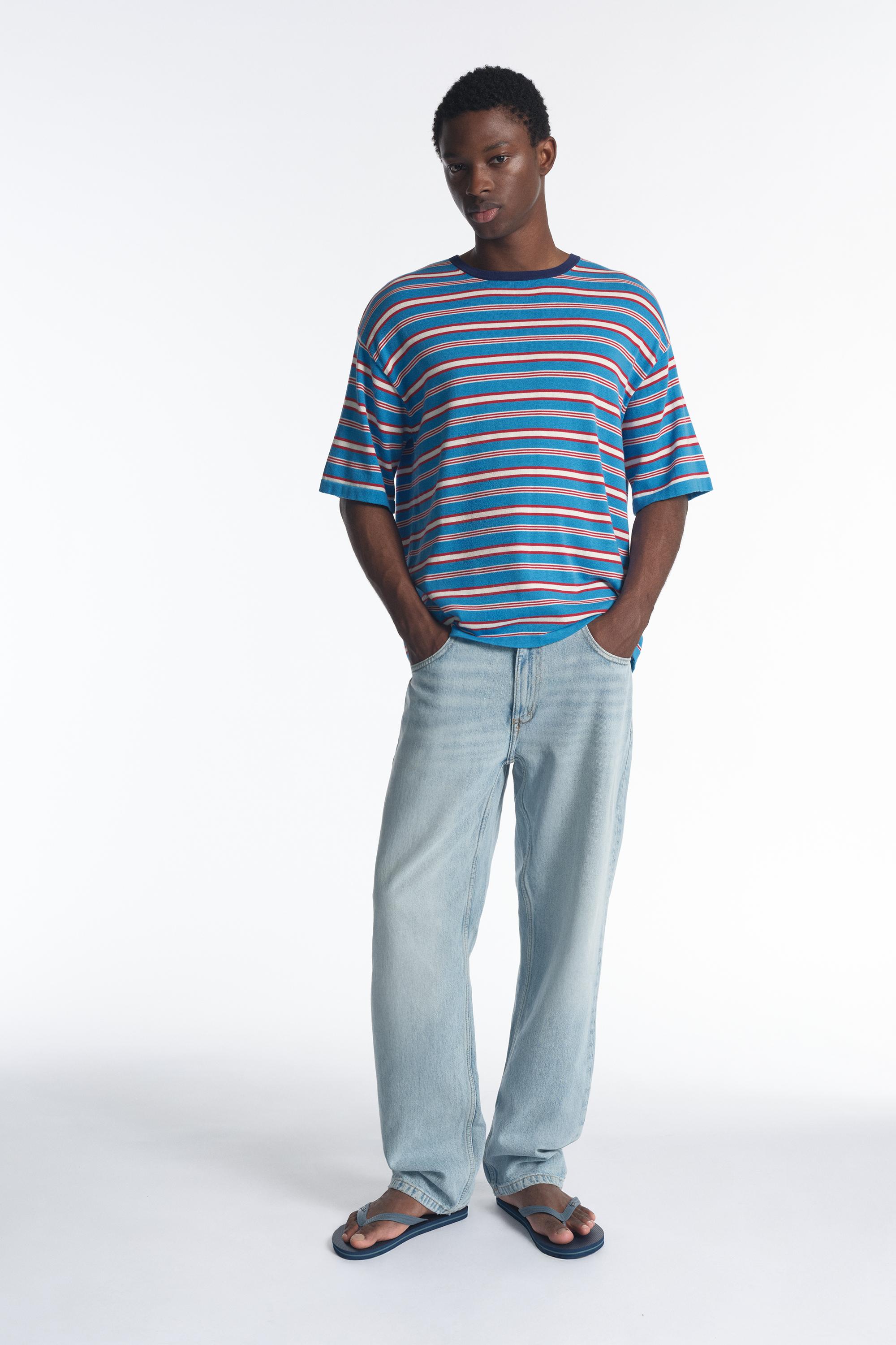 Striped knit T-shirt — Pale blue
