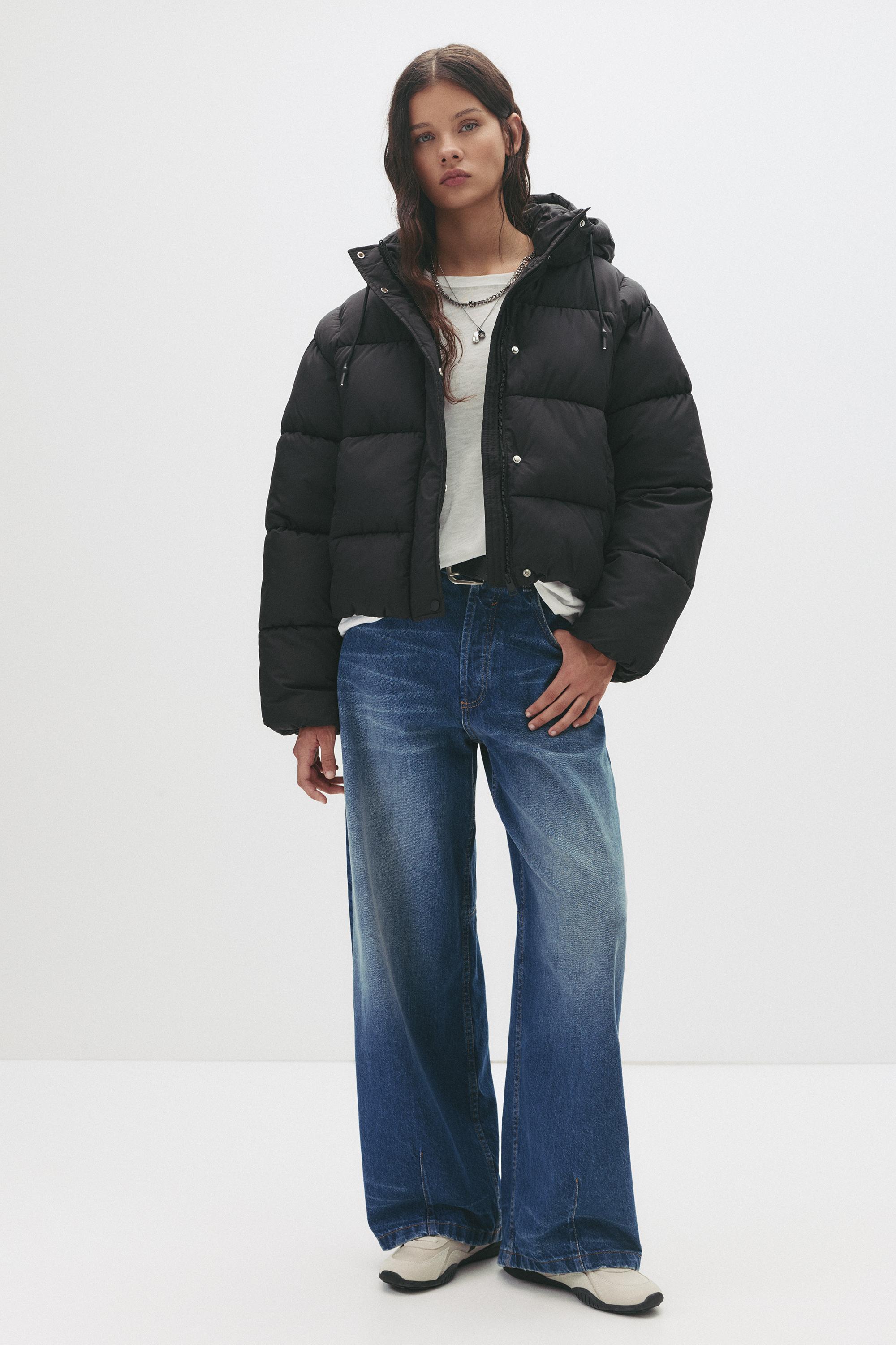 Hooded Padded Jacket — Black