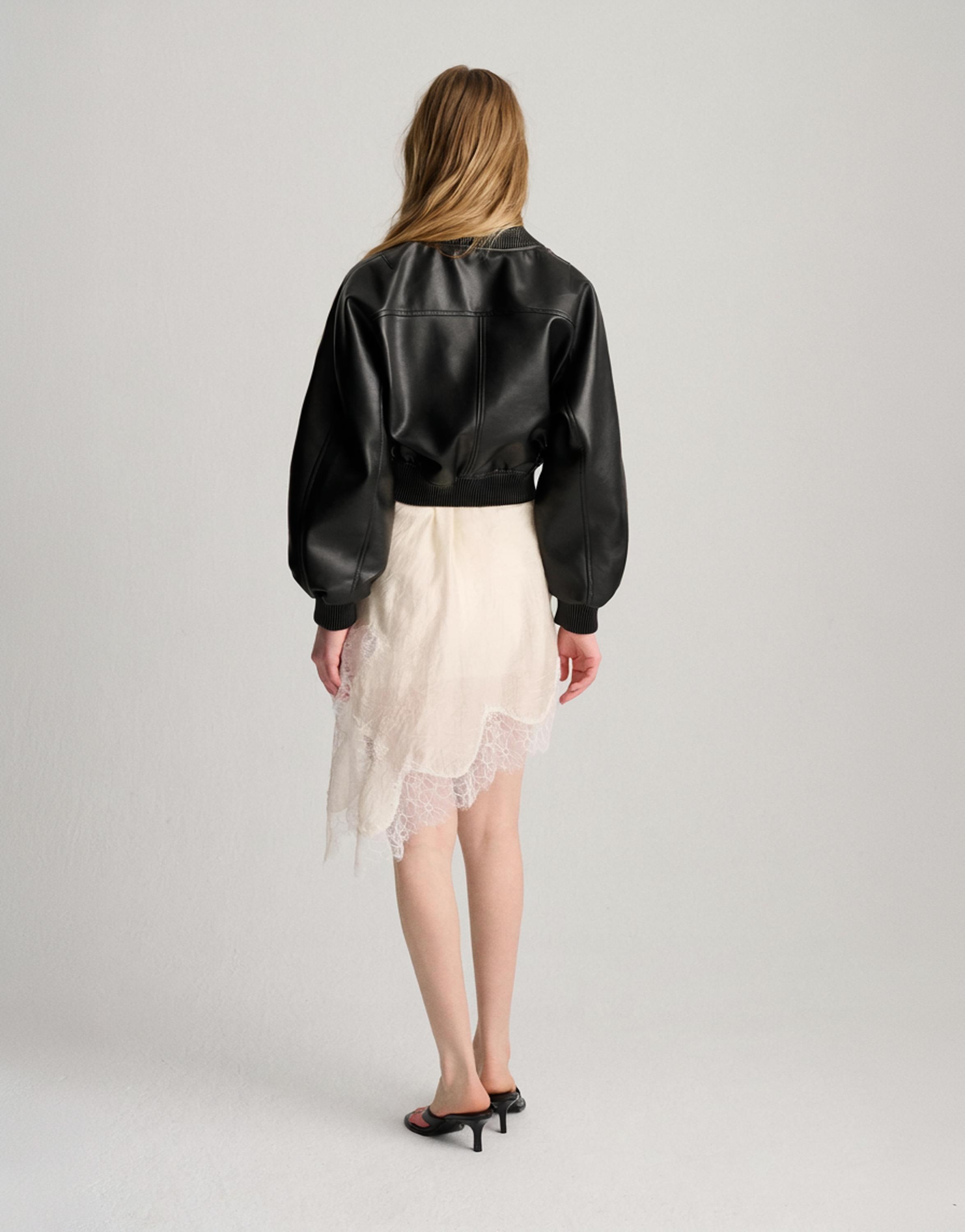 Faux leather bomber jacket — Black