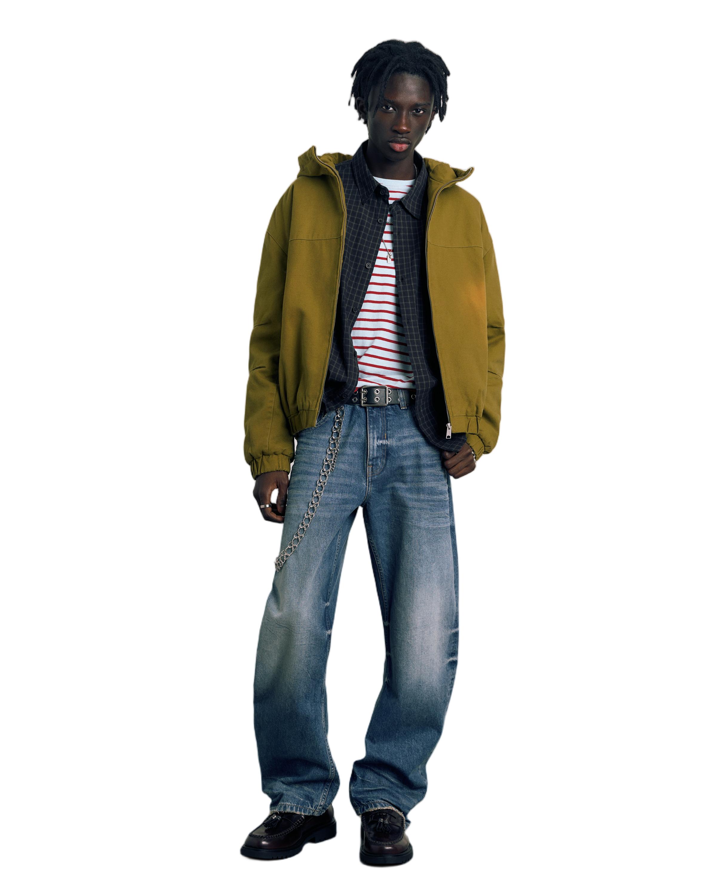 Hooded jacket with faded detail — Green
