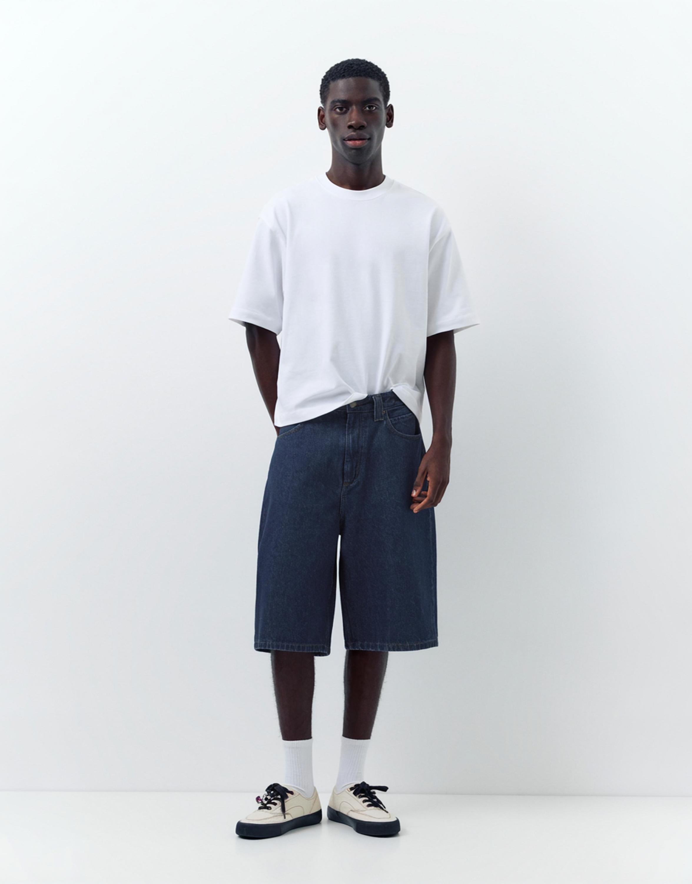 Skater denim Bermuda shorts — Navy