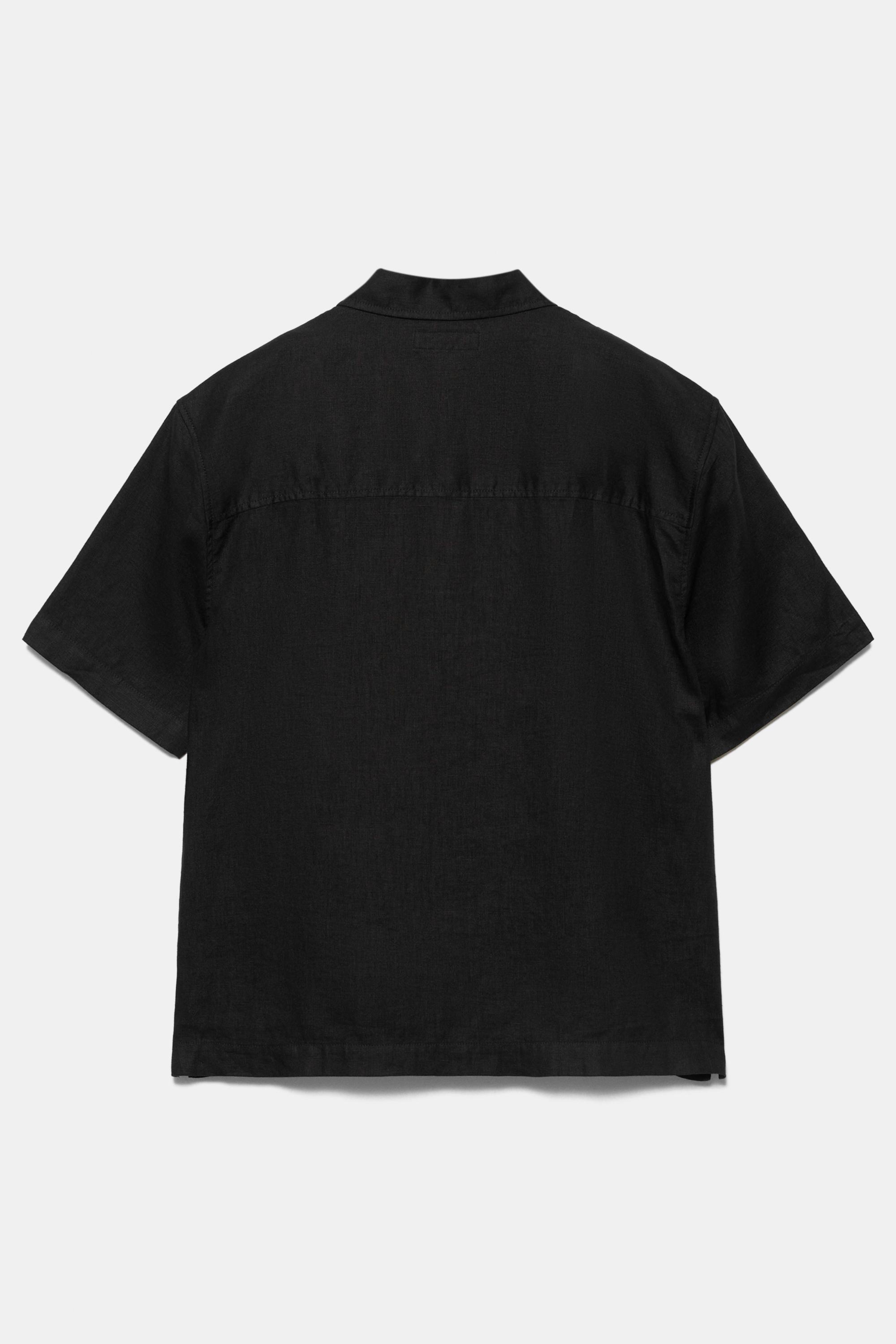 100% linen short sleeve shirt — Black