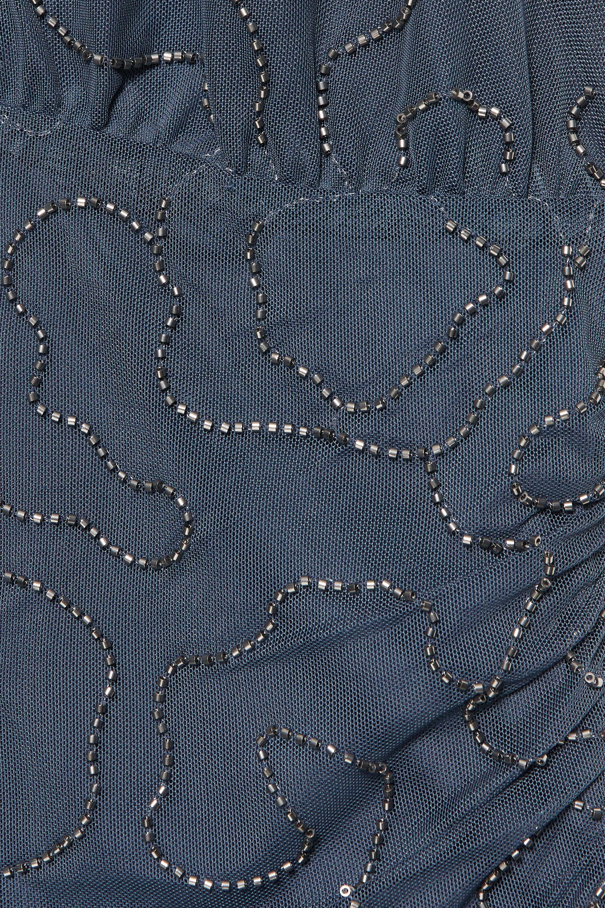 Beaded tulle halter top — Ocean