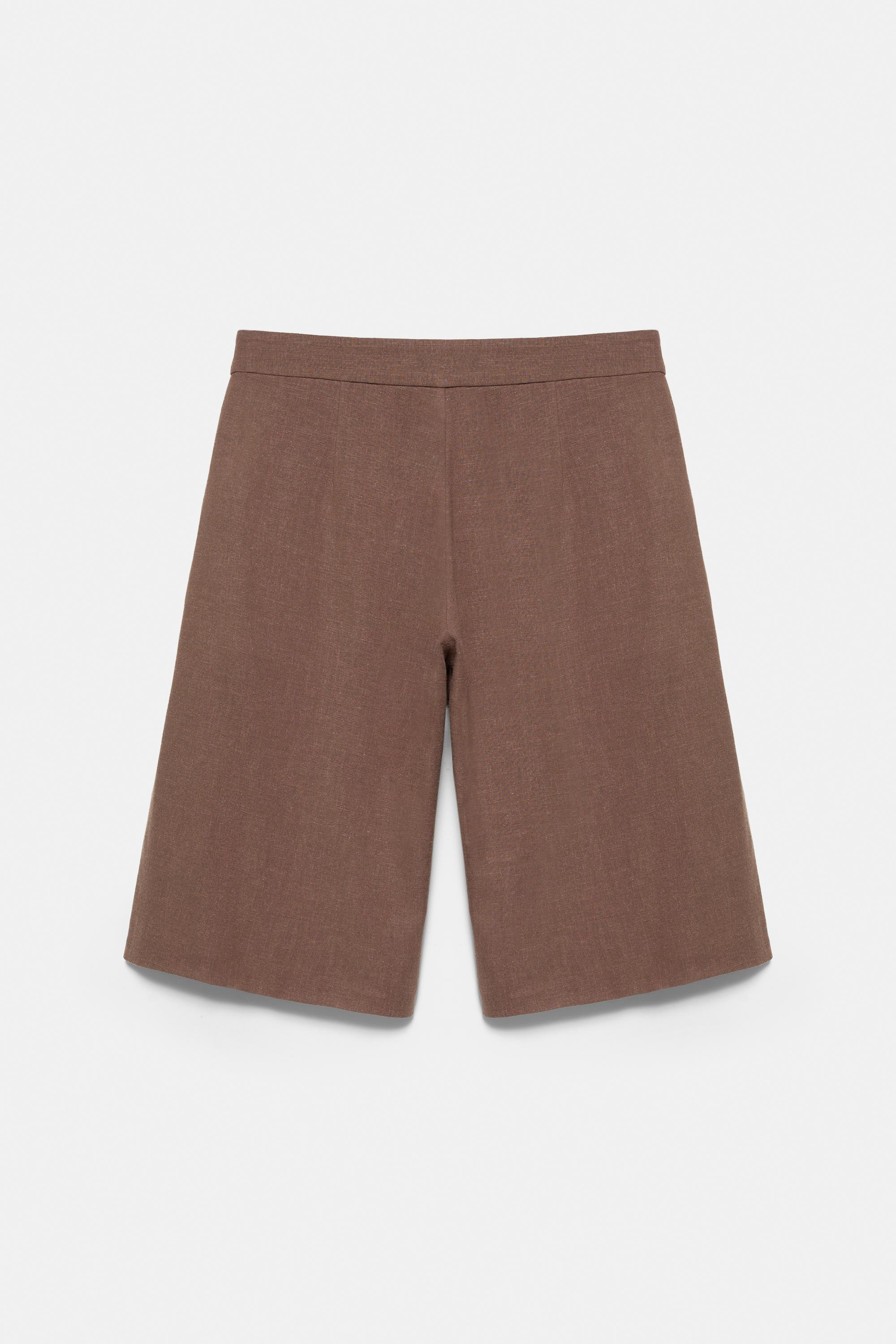 Rustic darted Bermuda shorts — Brown