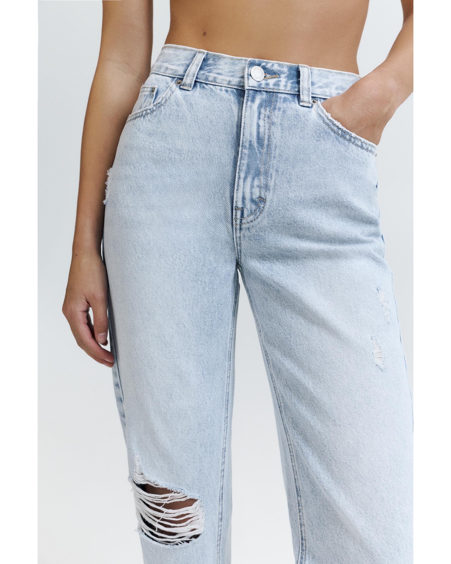 Yırtık mom fit jean - Görsel 3