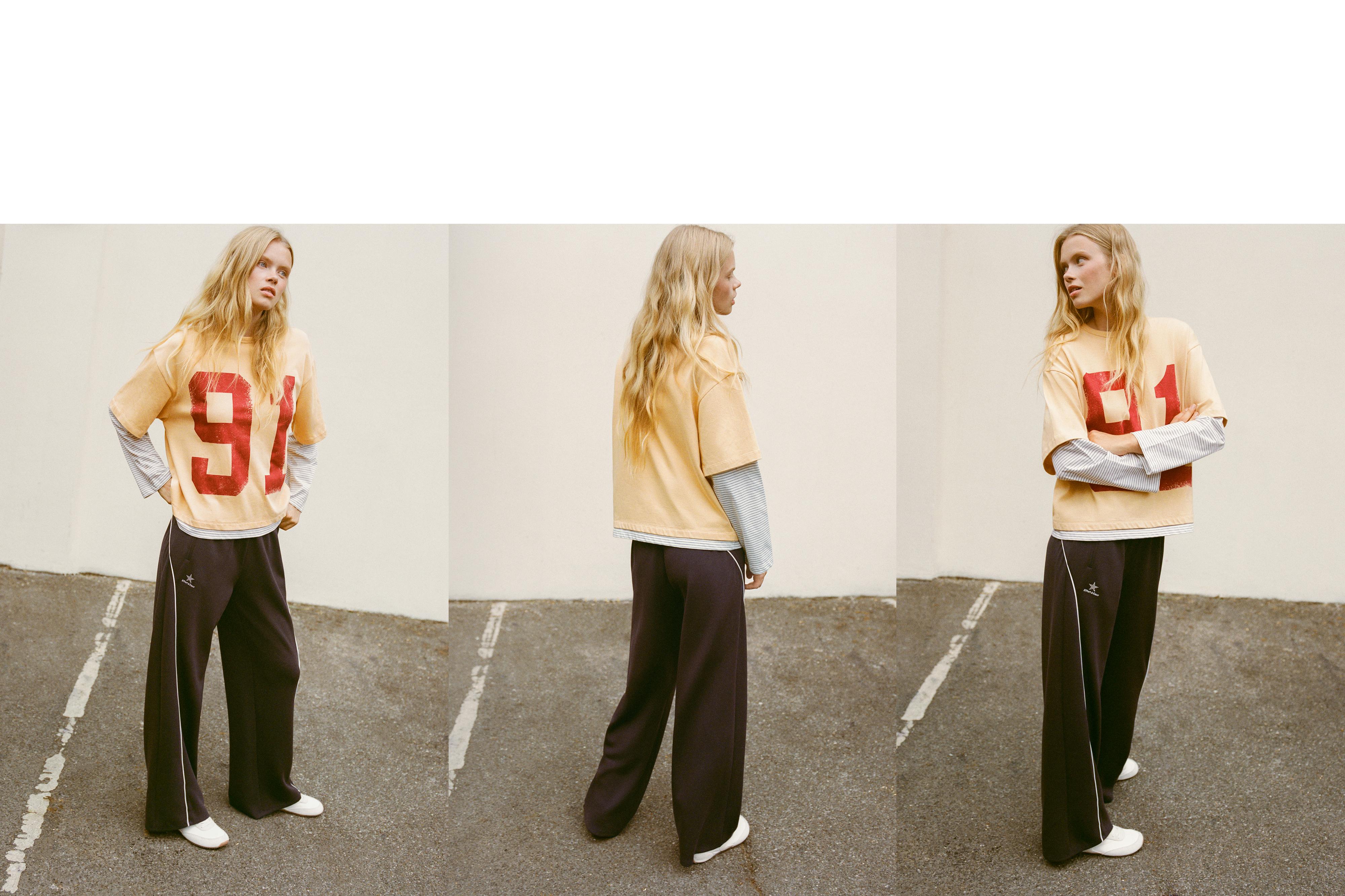 Flowy joggers with piping — Brown