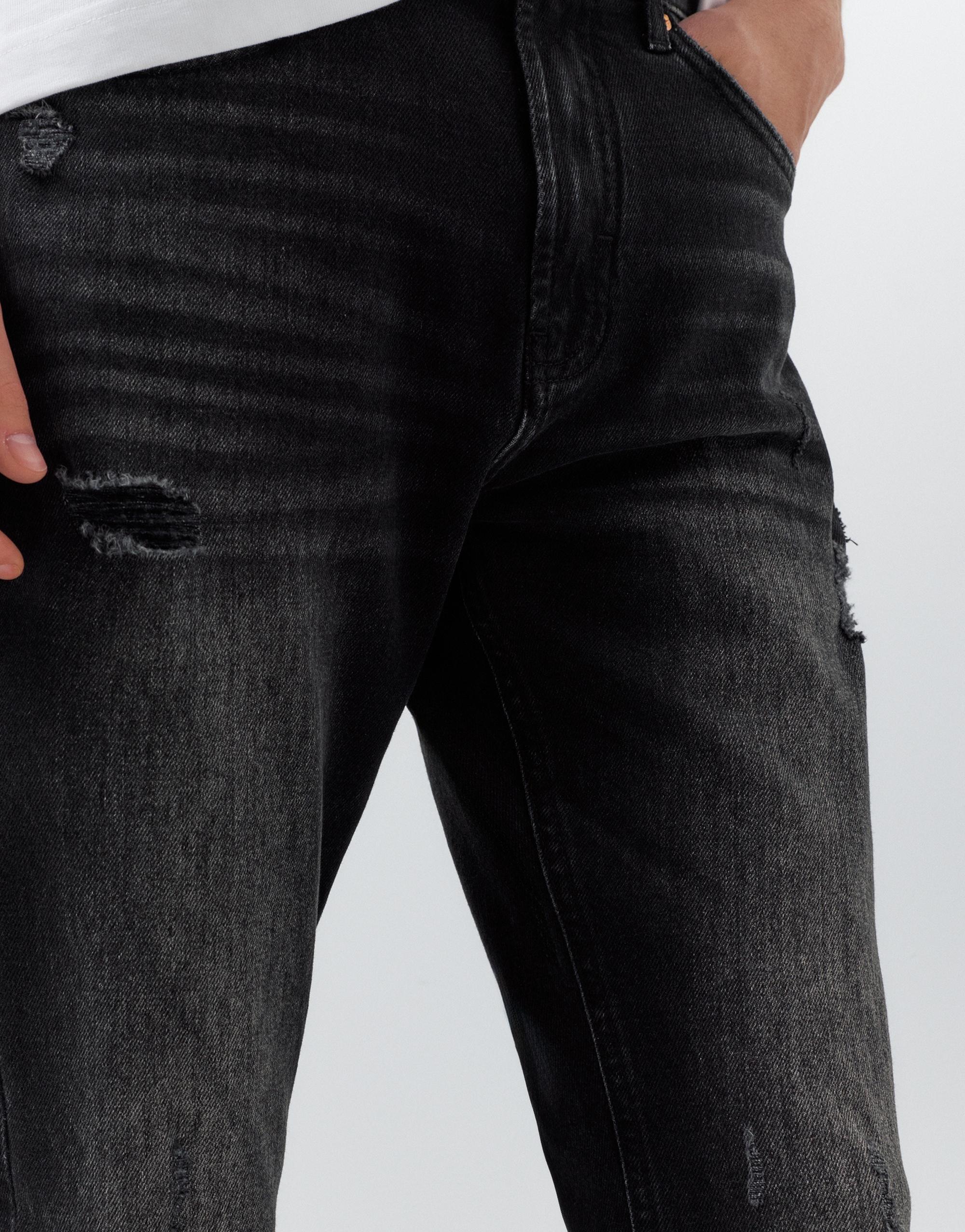 Ripped slim fit jeans — Faded black