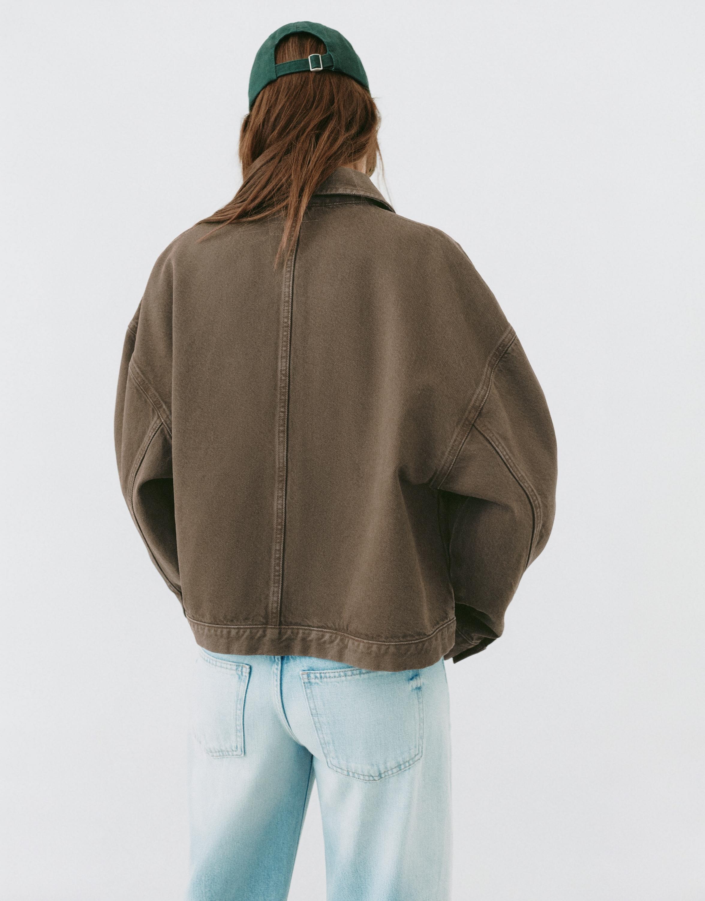 Boxy denim overshirt — Brown