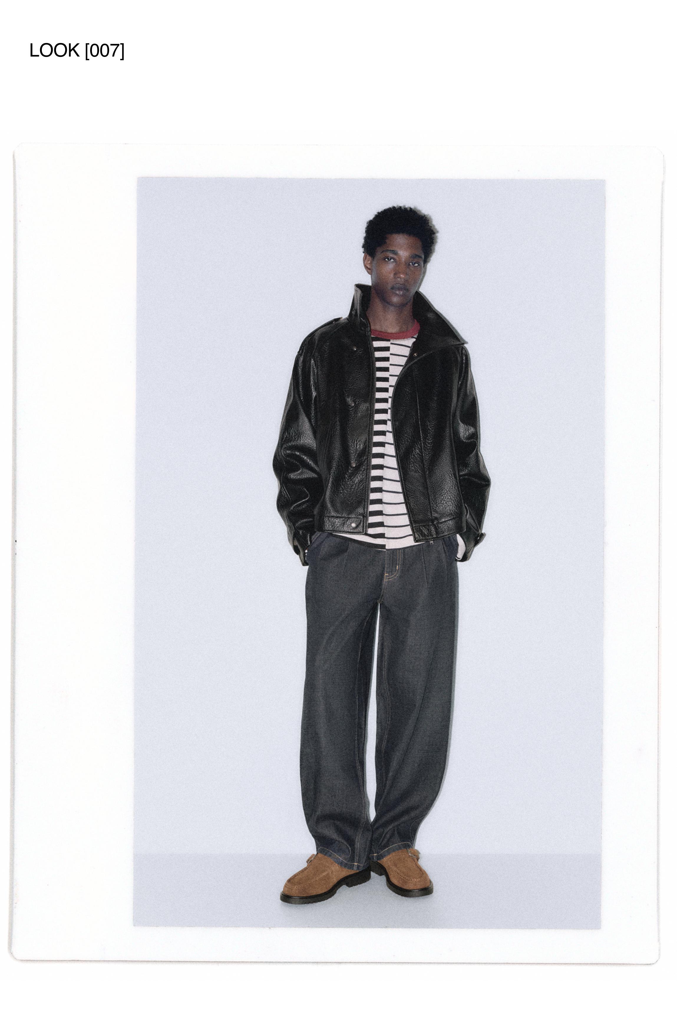 Textured leather effect jacket — Black