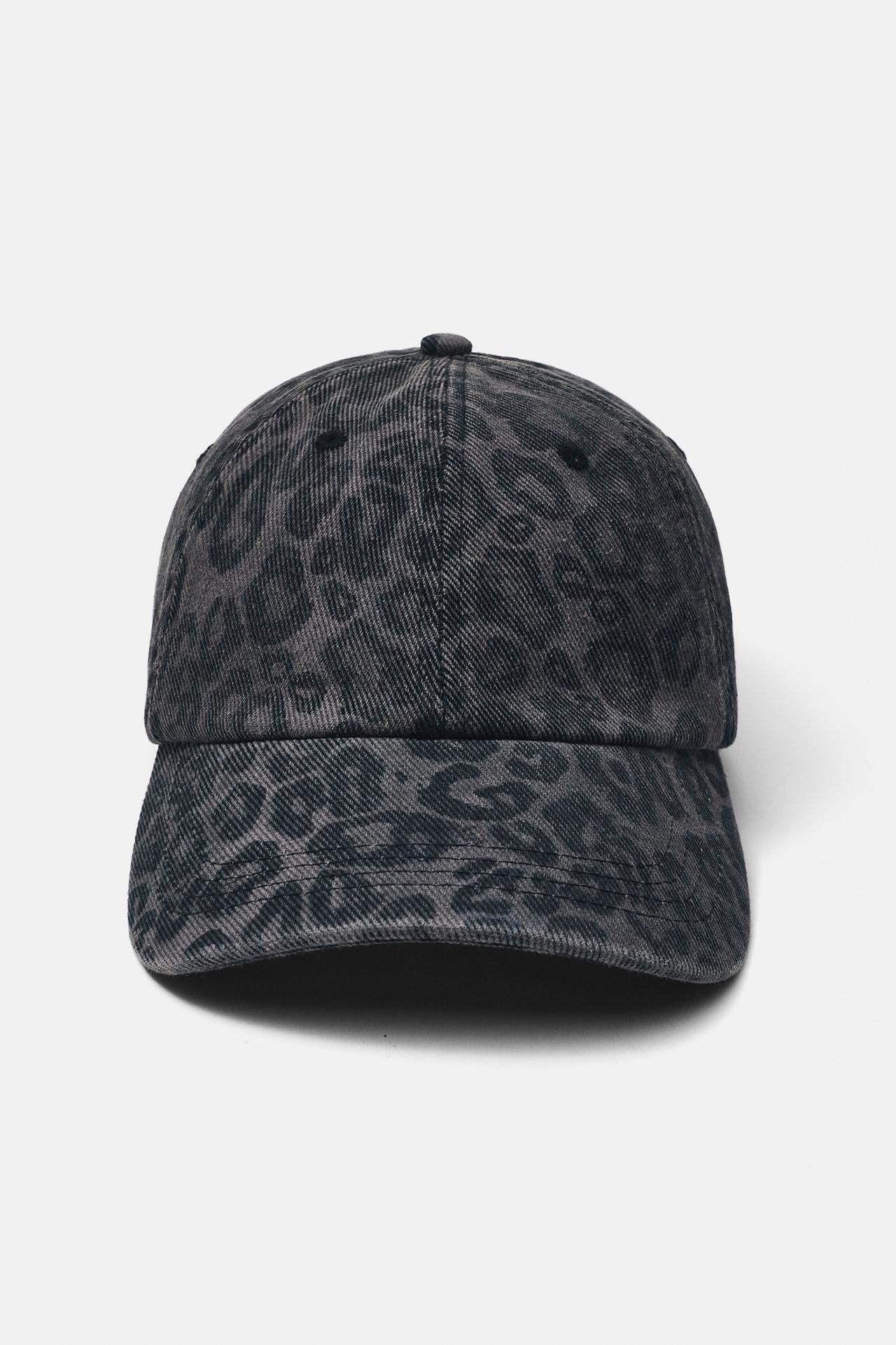 Leopard print cap — Anthracite grey