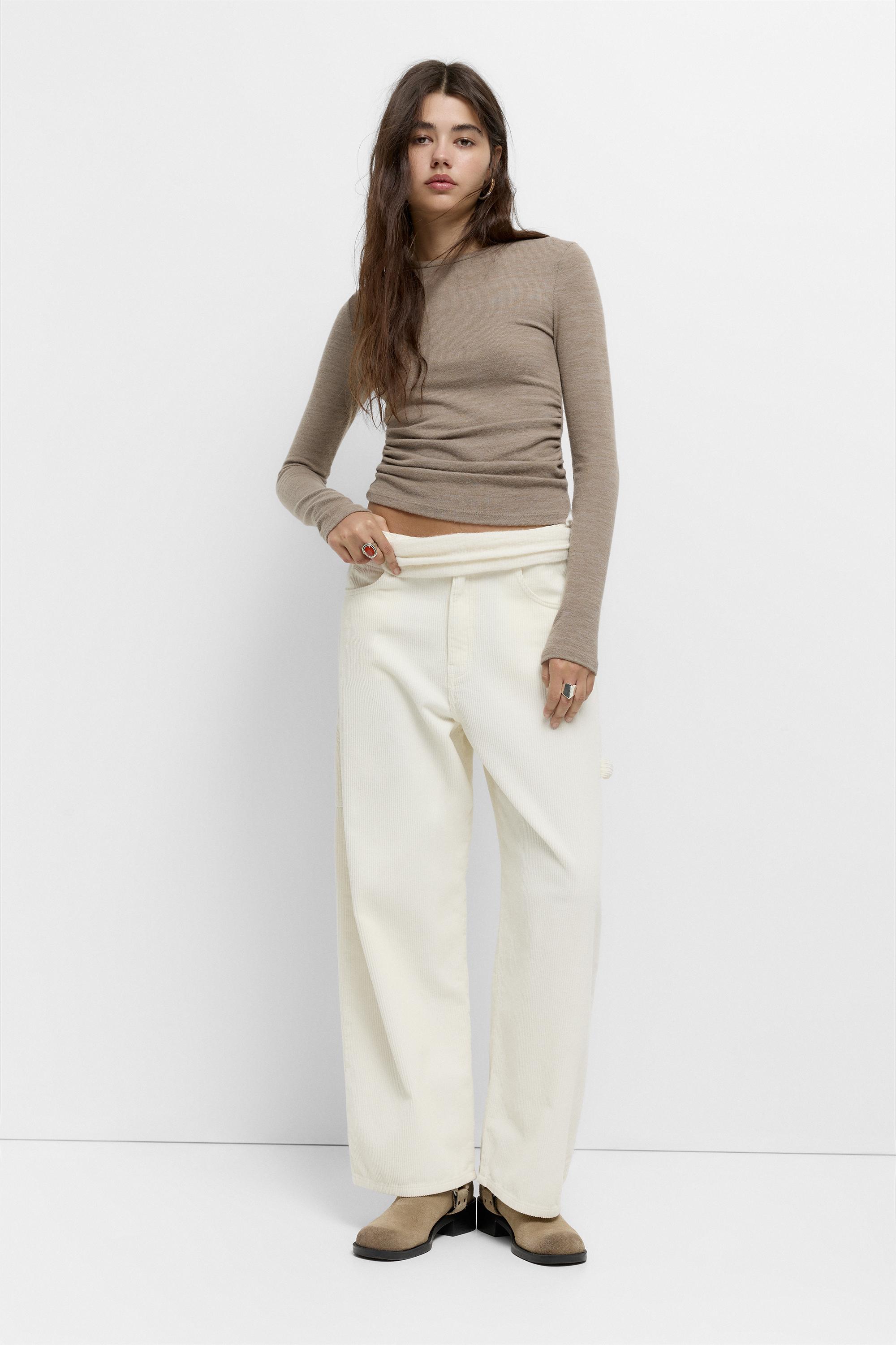 Soft-Touch-T-Shirt Mit Raffungen