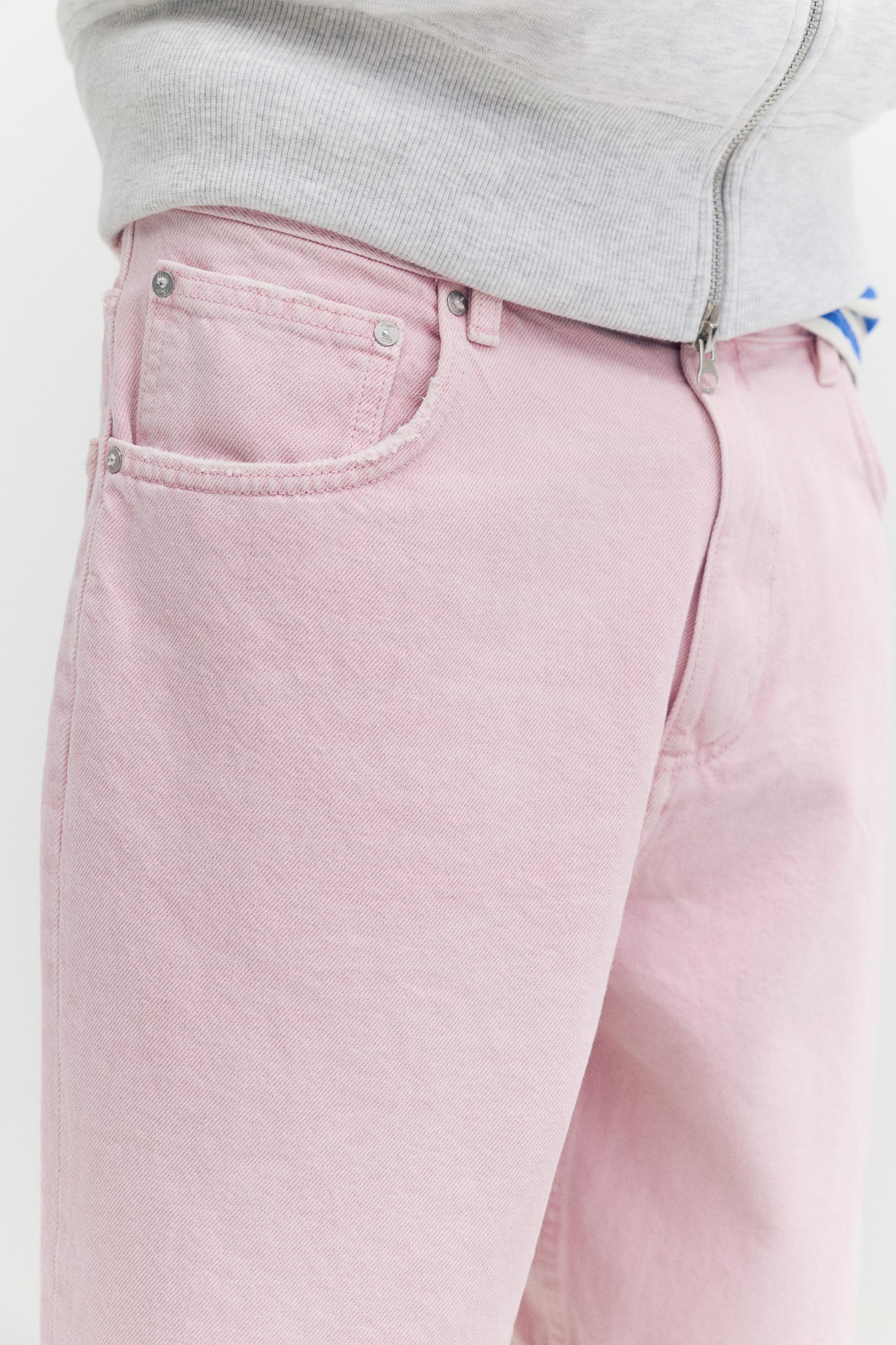 Baggy denim Bermuda shorts — Rose pink