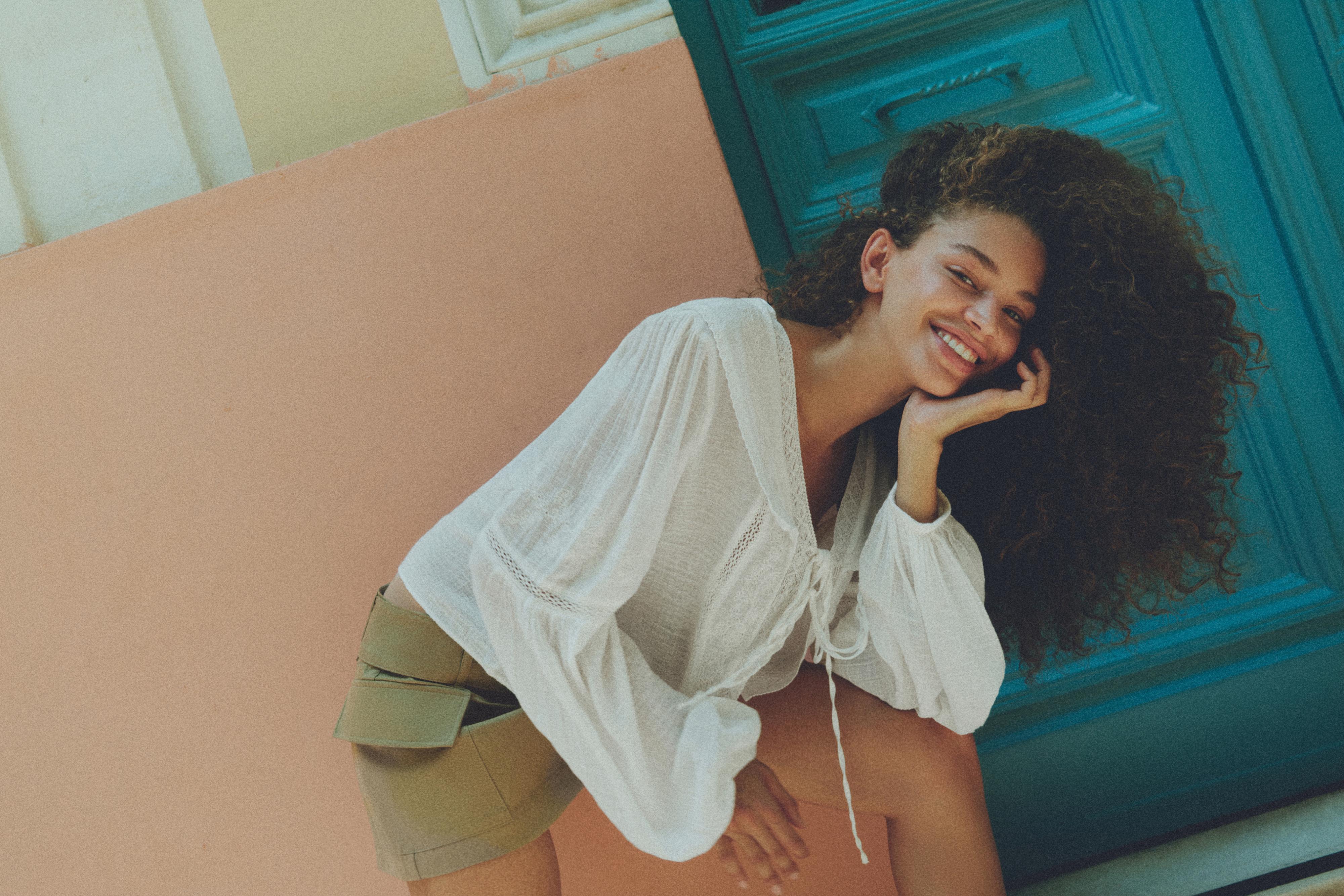 White lace trim blouse — White