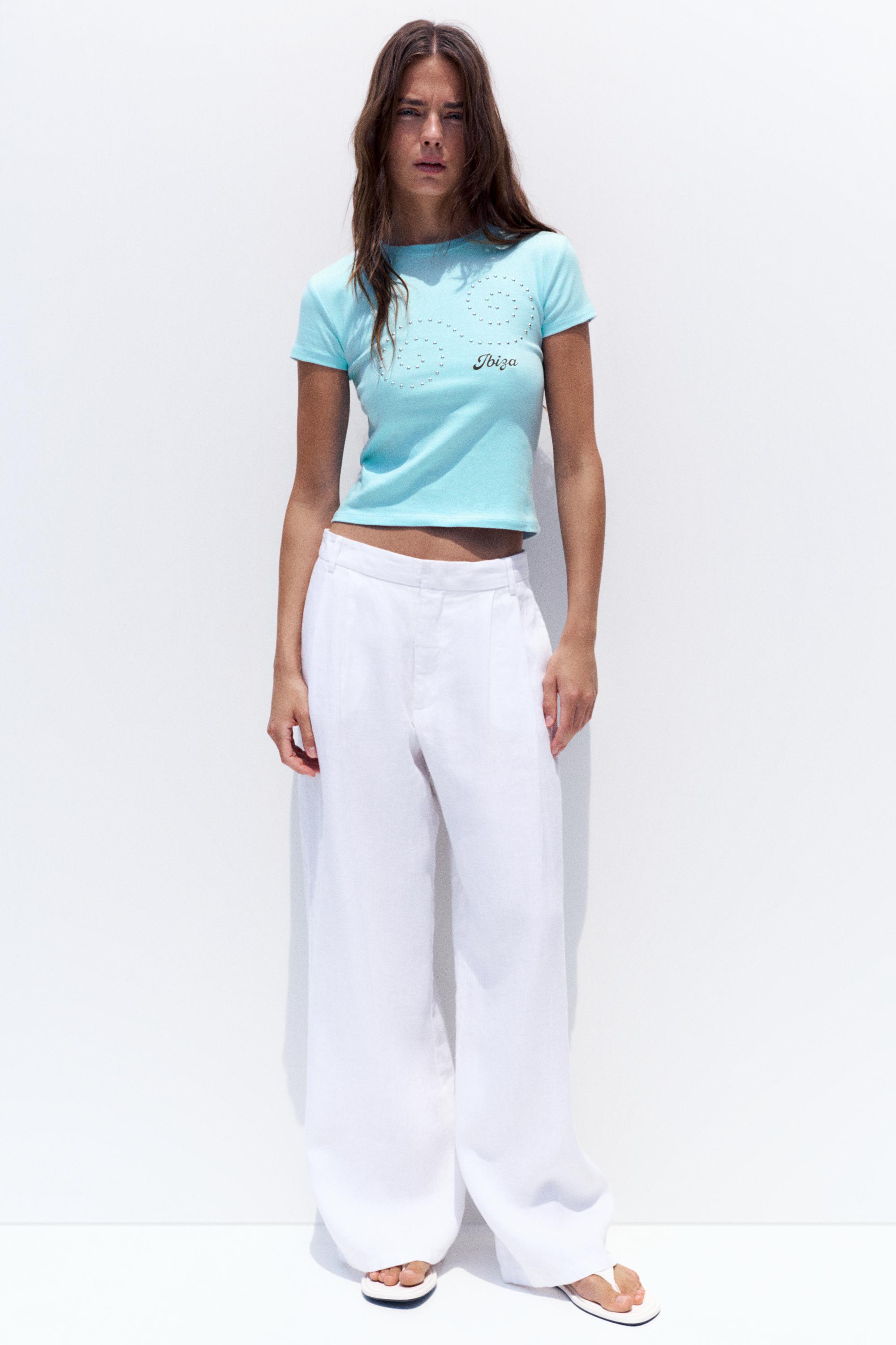 Ibiza stud slim fit T-shirt — Turquoise
