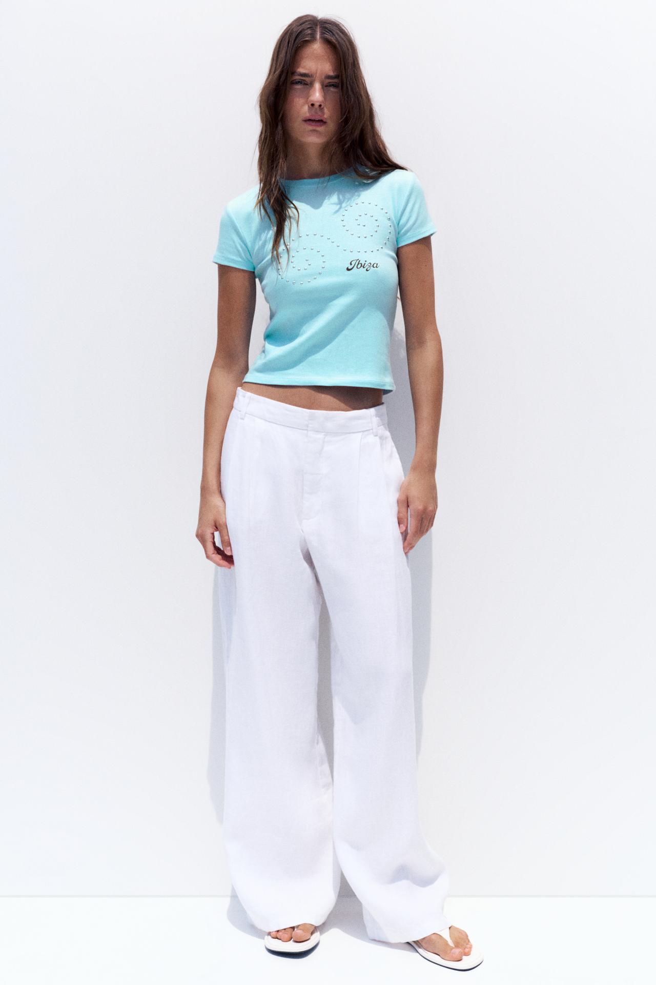 Ibiza stud slim fit T-shirt — Turquoise