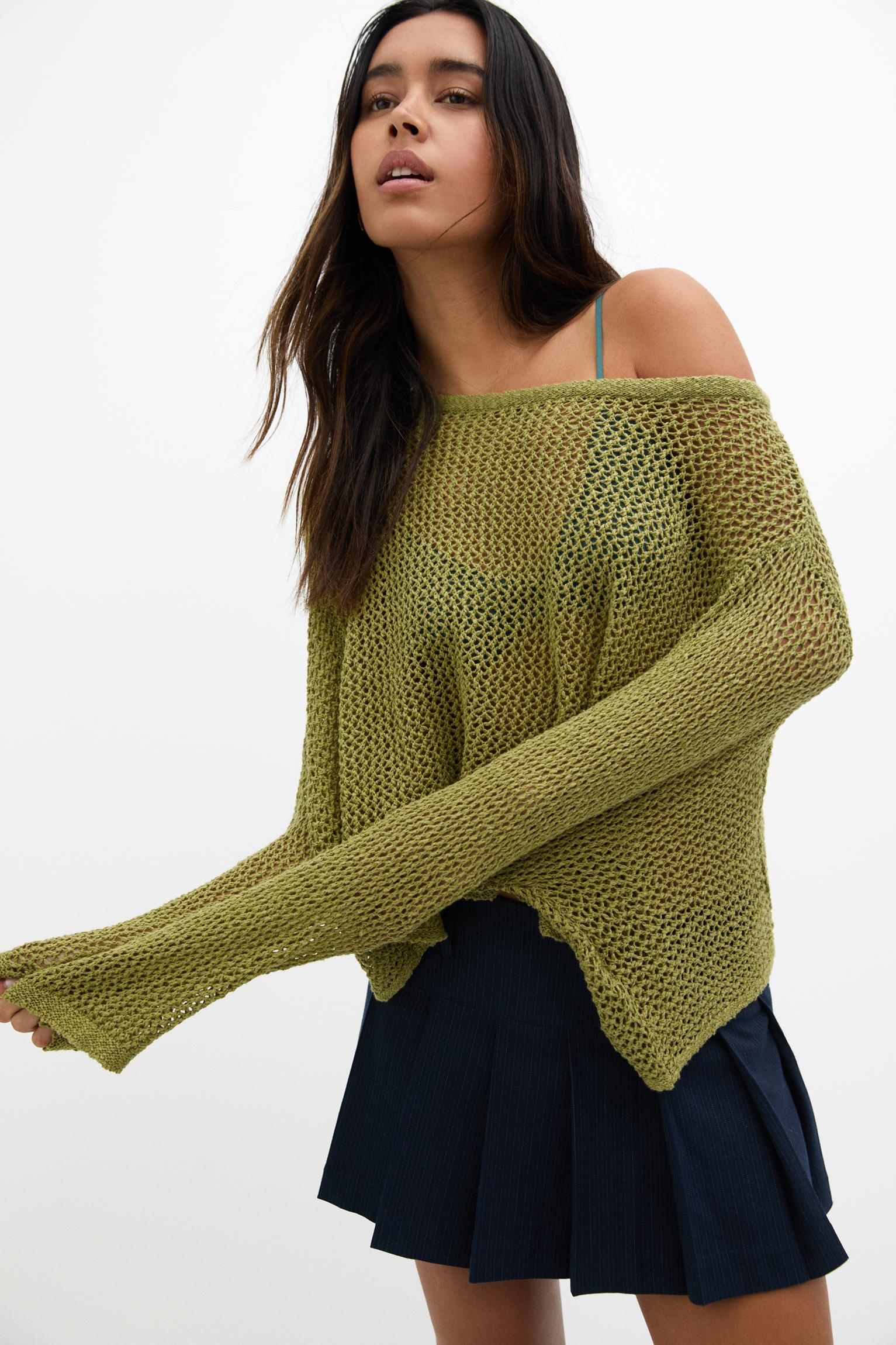 MESH SLEEVE SWEATER, Dressy Mesh Sweater, Oversized Pleated Sleeve Sweater, Knit Sweater, Soft outlet Sweater, Plus Size Sweater, Comfy Sweater