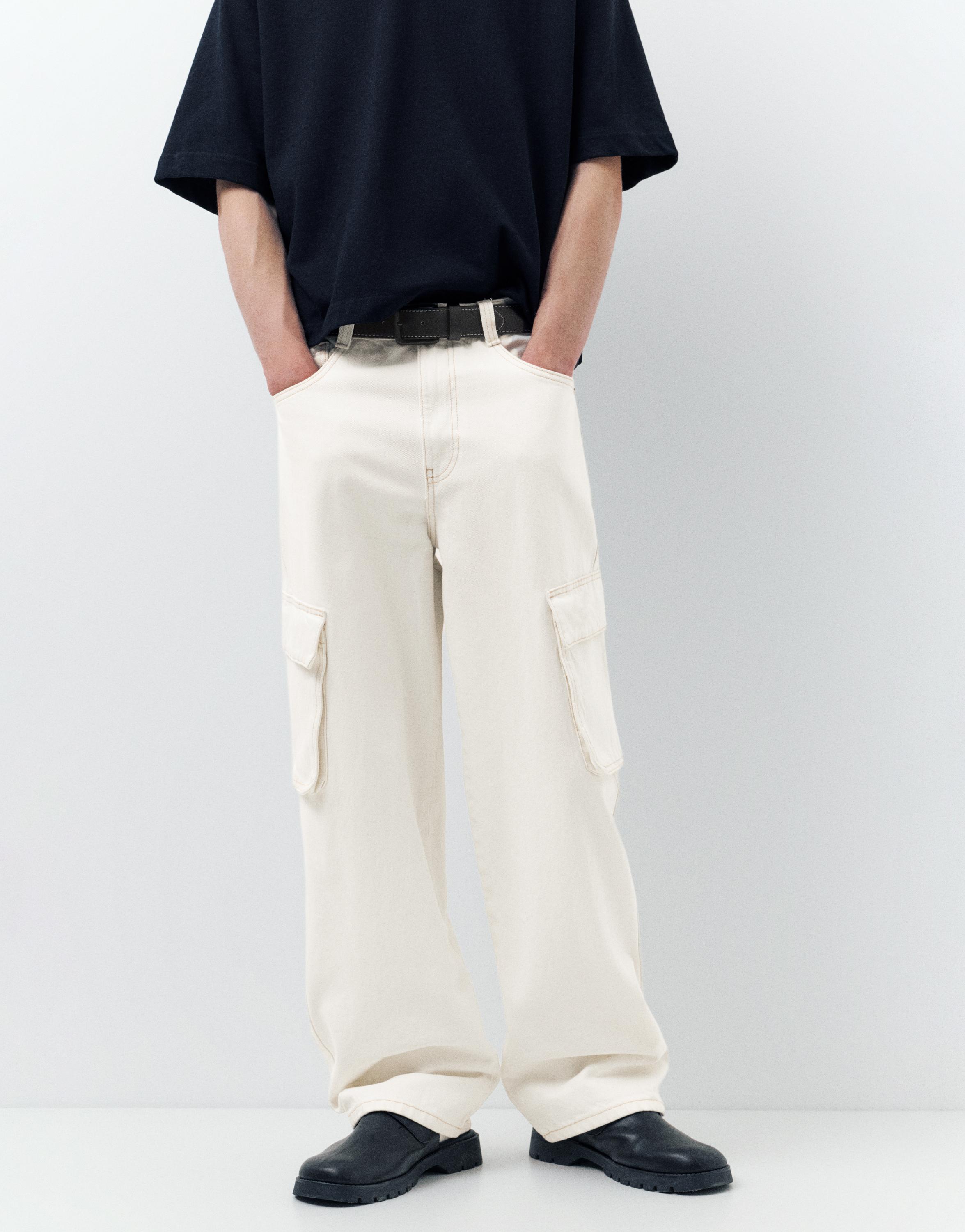 Baggy cargo jeans — White