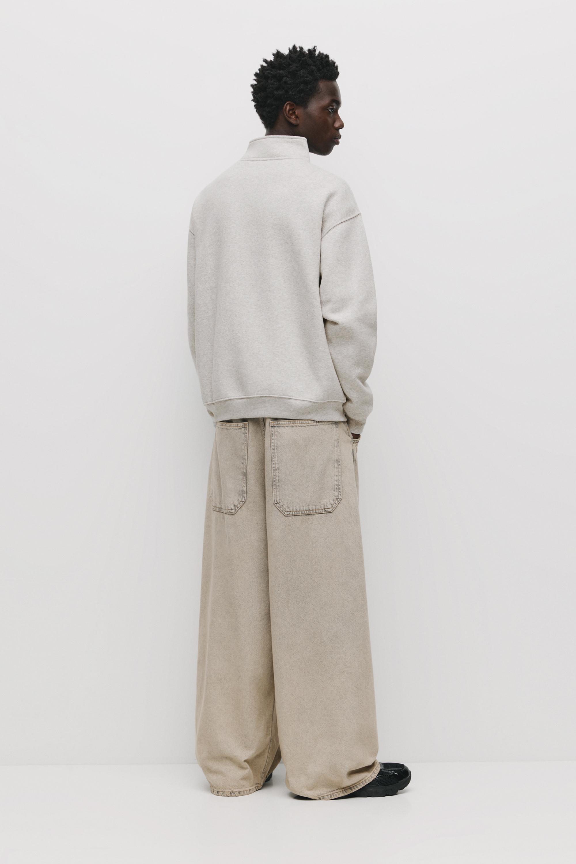 Basic quarter-zip sweatshirt — Grey marl