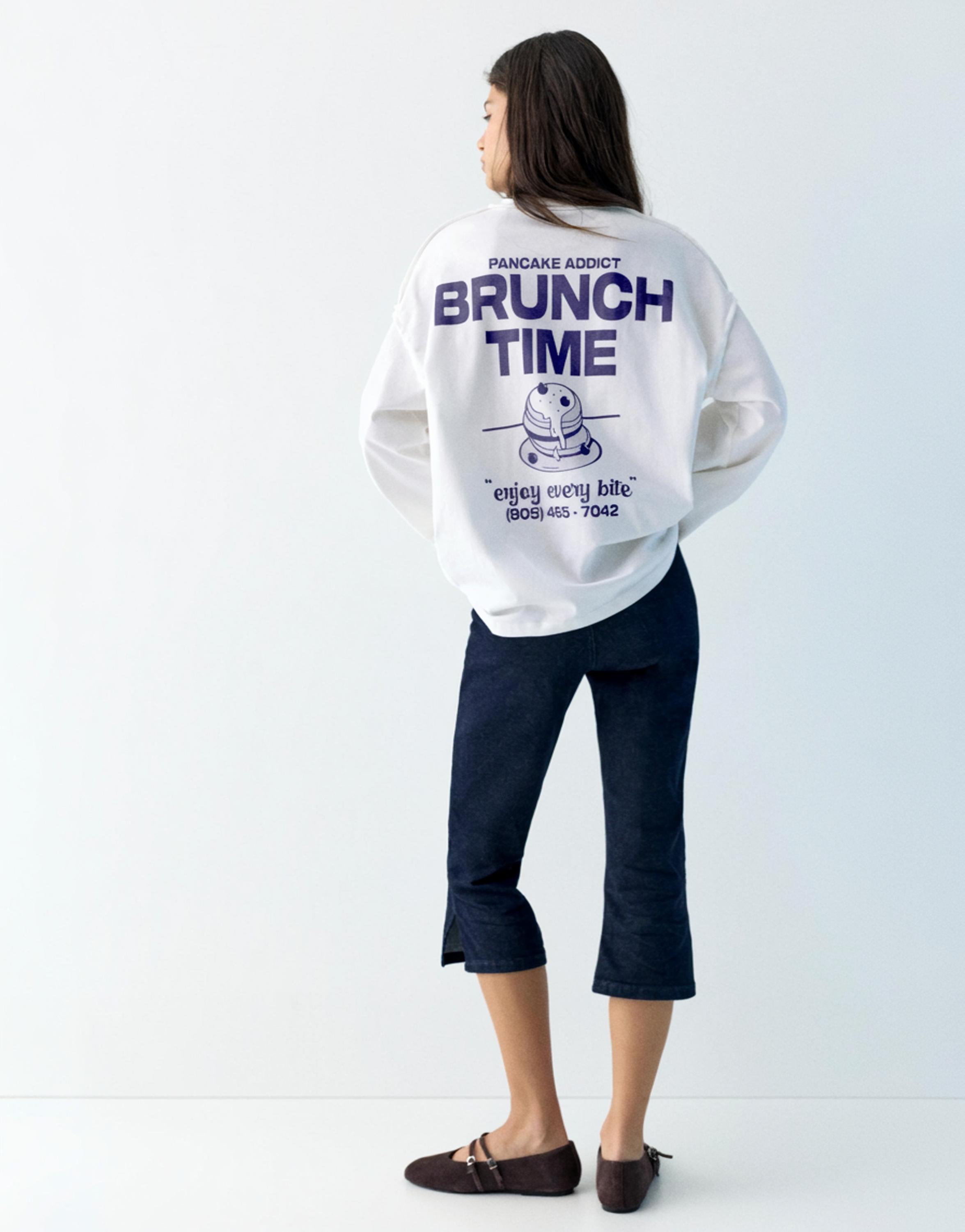 Pancake grafik baskılı t-shirt - Görsel 8