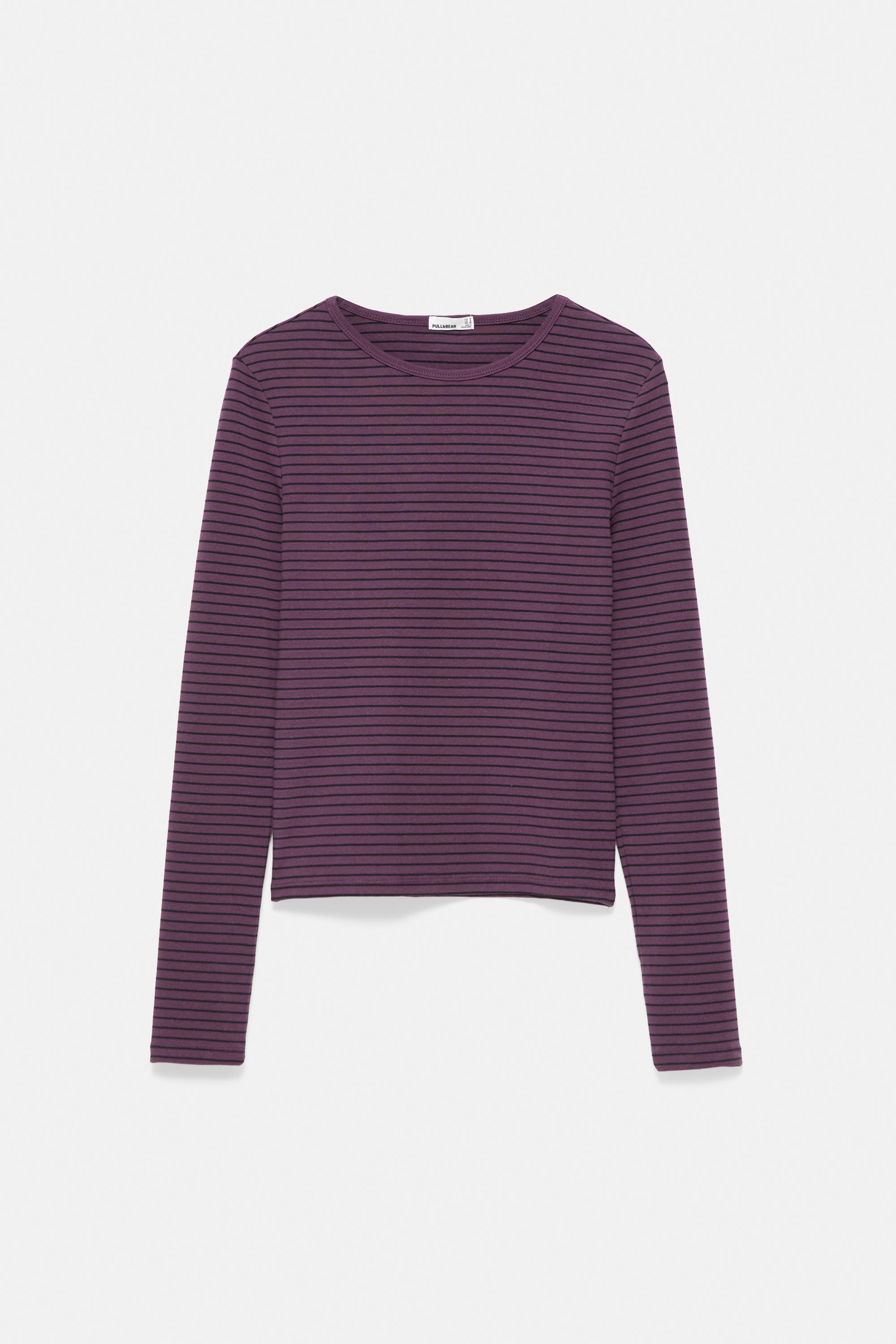 Fitted long sleeve T-shirt — Striped