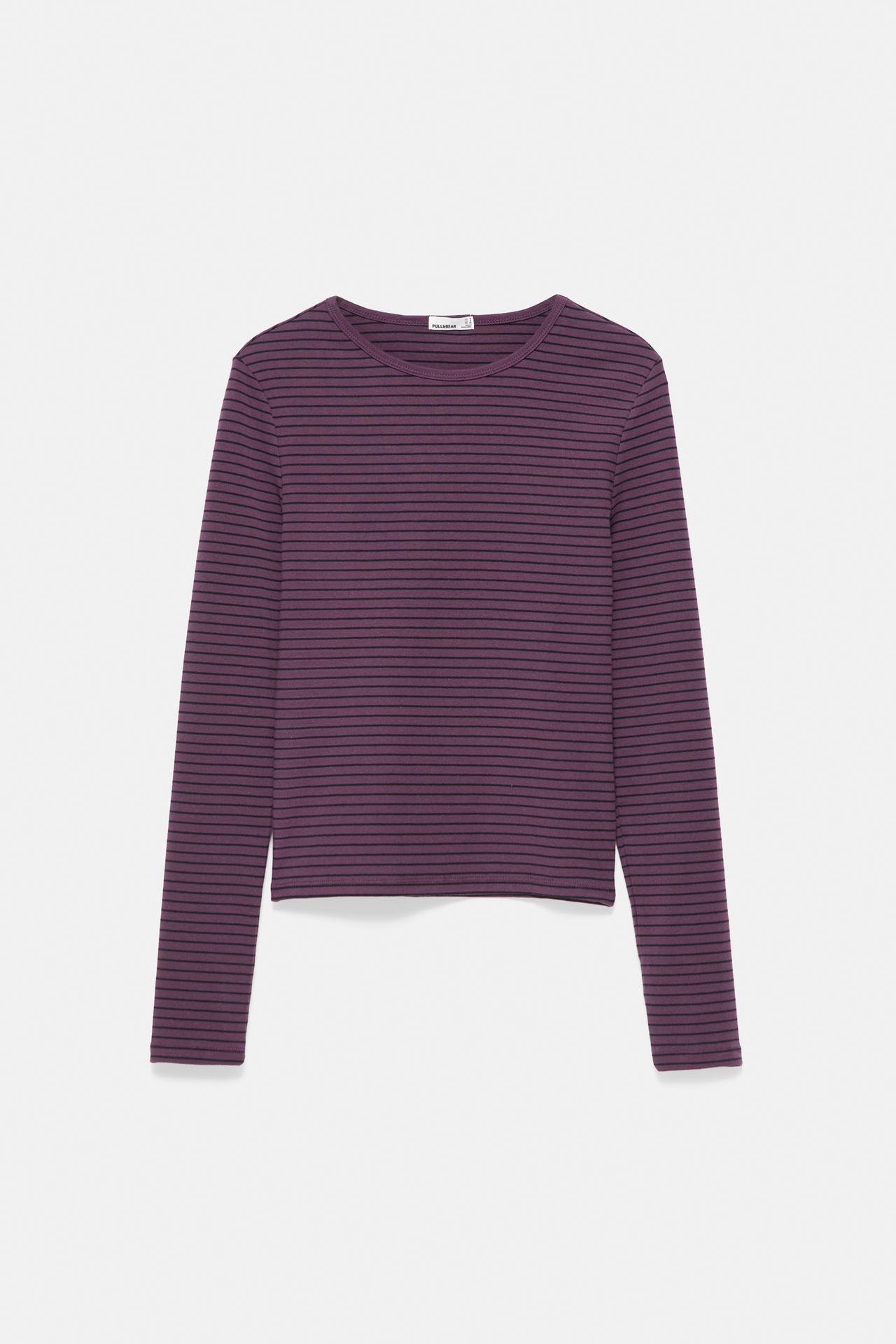 Fitted long sleeve T-shirt — Striped
